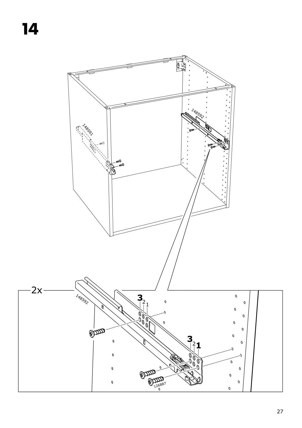 Assembly instructions for IKEA Maximera drawer high white | Page 27 - IKEA SEKTION / MAXIMERA hi cb f oven/micro w drawer/2 doors 394.698.07