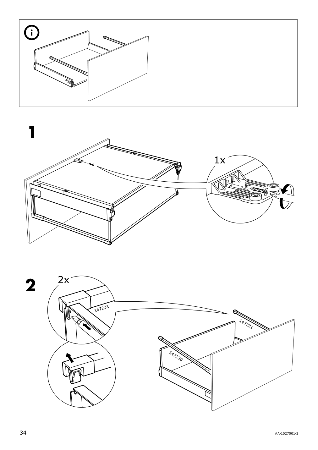 Assembly instructions for IKEA Maximera drawer high white | Page 34 - IKEA SEKTION high cab w 2 drs/3 fronts/5 drawers 793.954.14