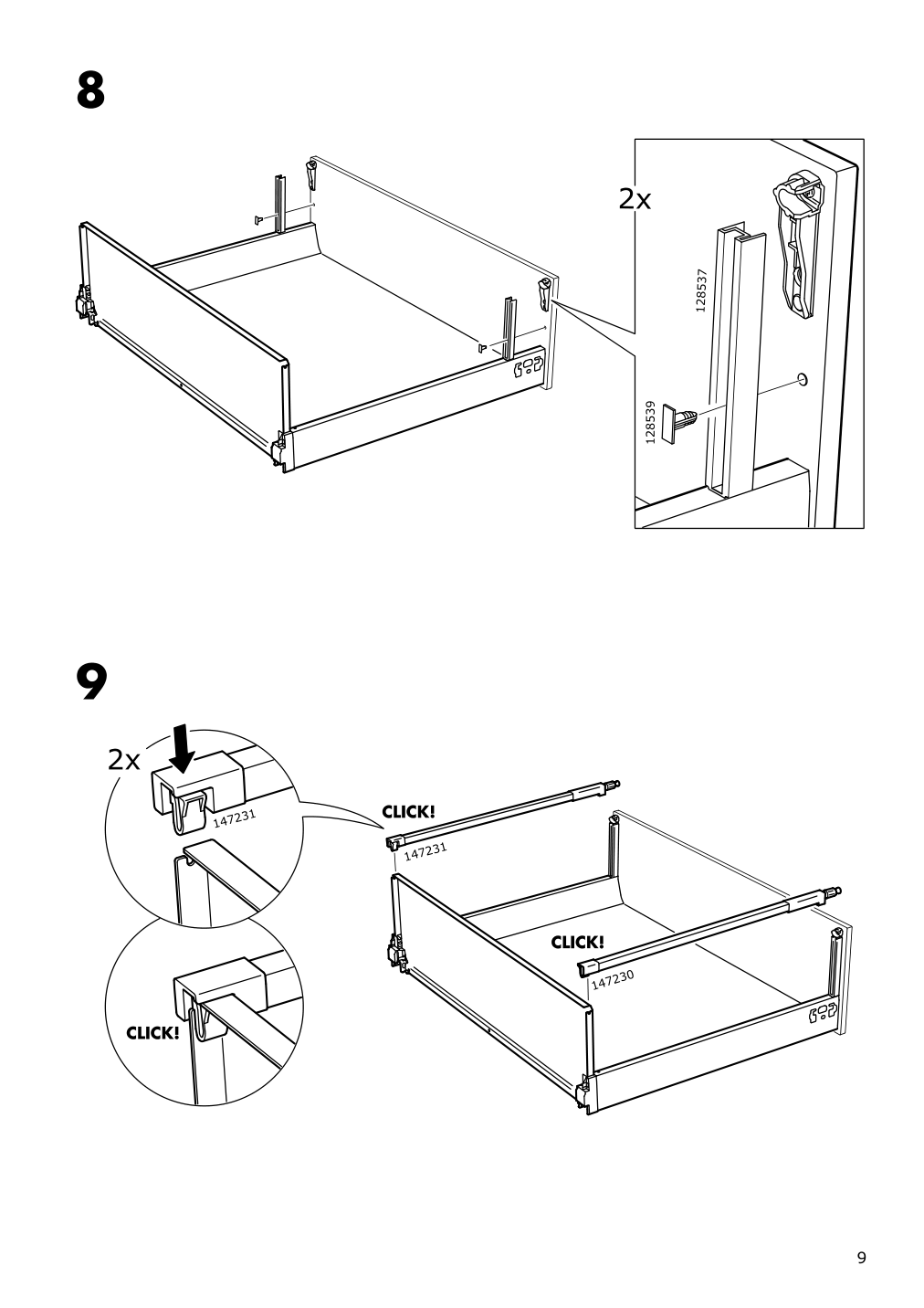 Assembly instructions for IKEA Maximera drawer high white | Page 9 - IKEA SEKTION / MAXIMERA high cab f oven w 3 drawers/2 doors 795.720.44