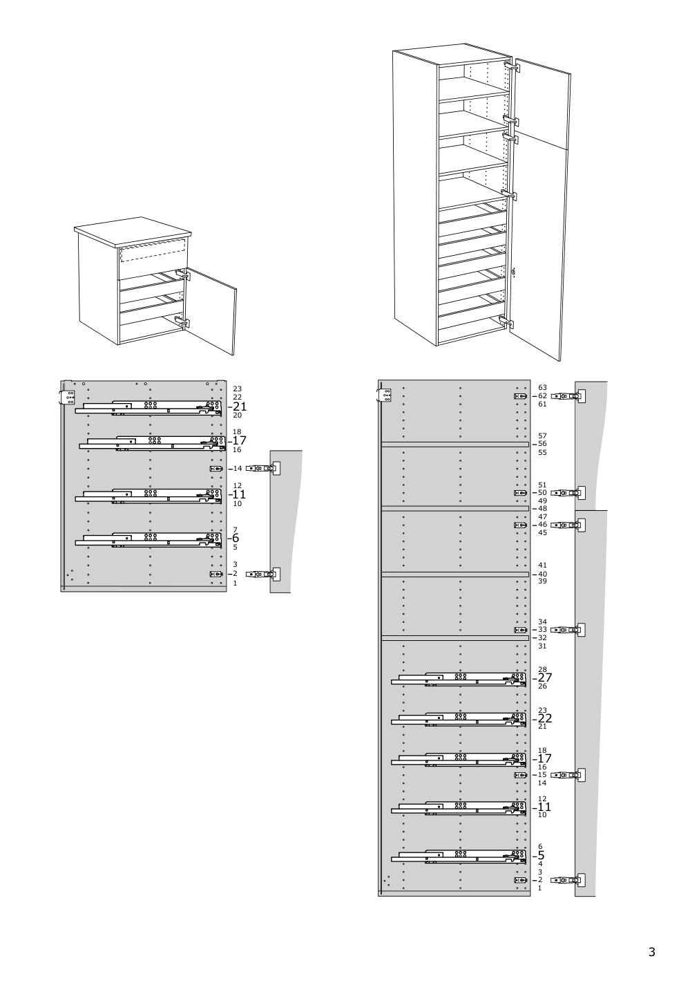 Assembly instructions for IKEA Maximera drawer low white | Page 3 - IKEA SEKTION / MAXIMERA base cabinet w/3 fronts & 4 drawers 993.188.63