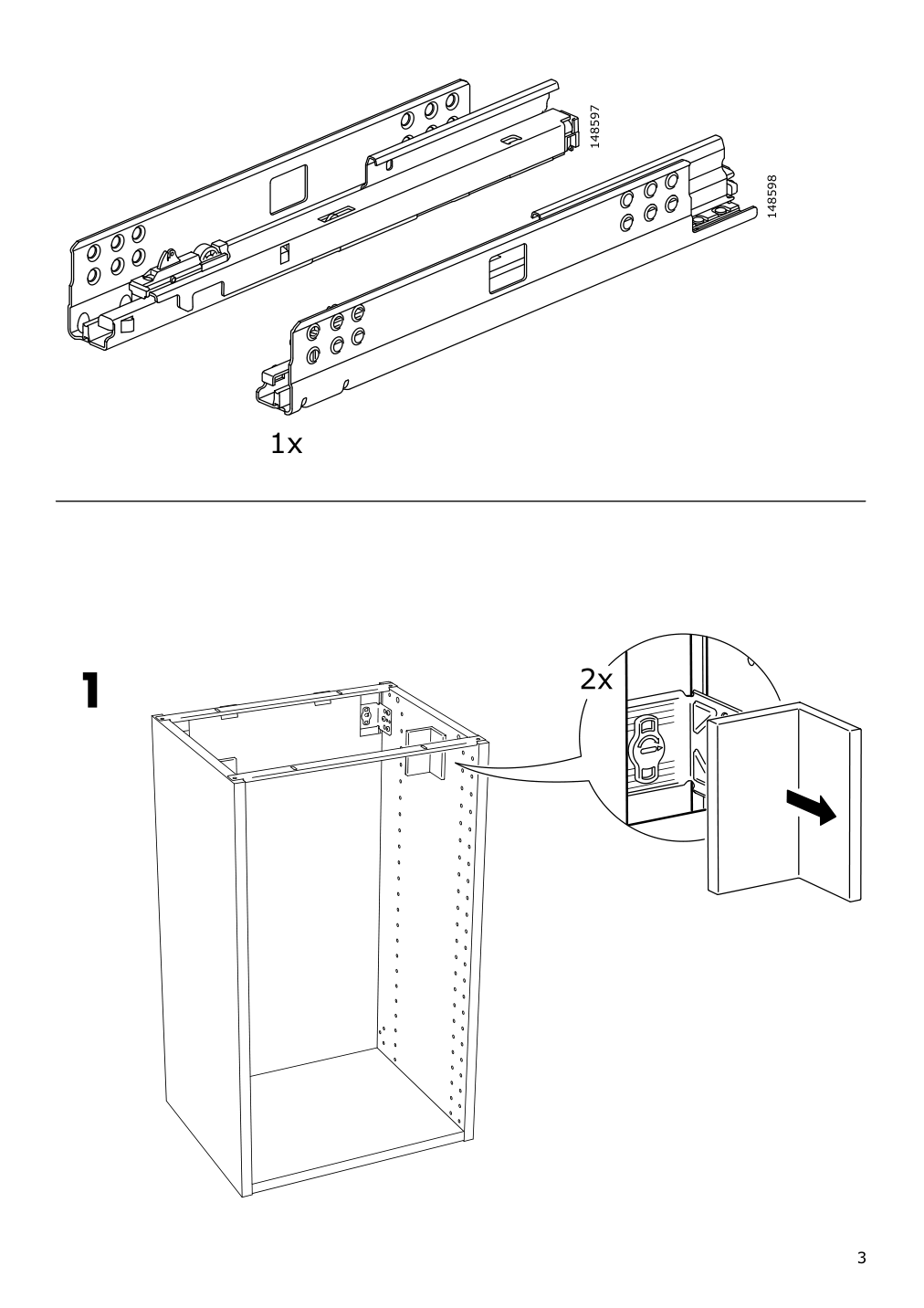 Assembly instructions for IKEA Maximera drawer low white | Page 3 - IKEA SEKTION base cabinet/6 fronts/6 low drawers 691.591.58