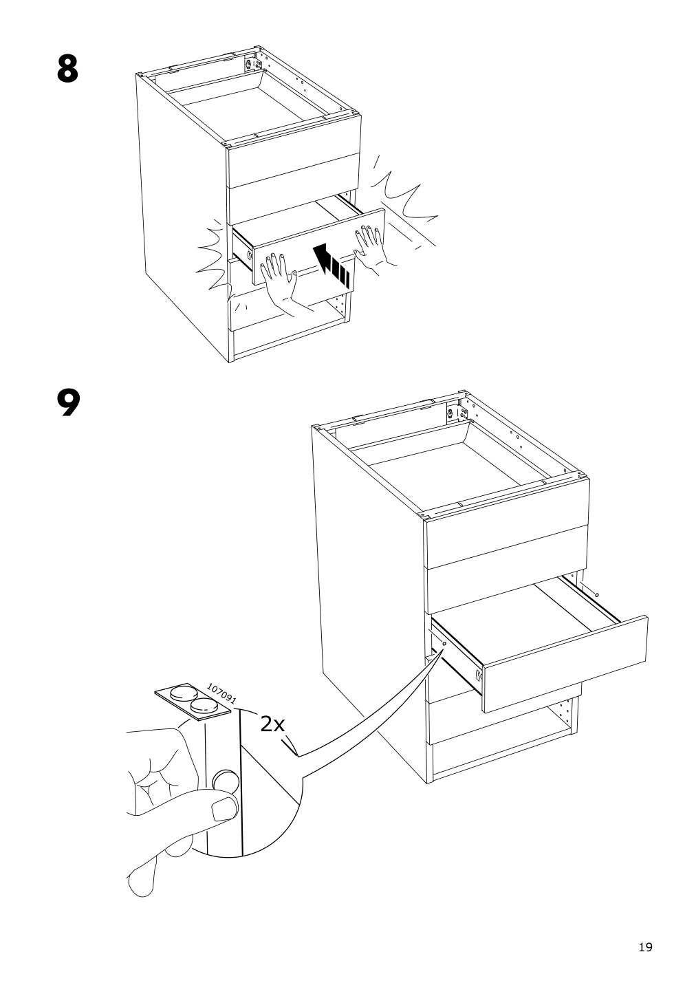 Assembly instructions for IKEA Maximera drawer low white | Page 19 - IKEA SEKTION / MAXIMERA base cabinet w/3 fronts & 4 drawers 993.188.63