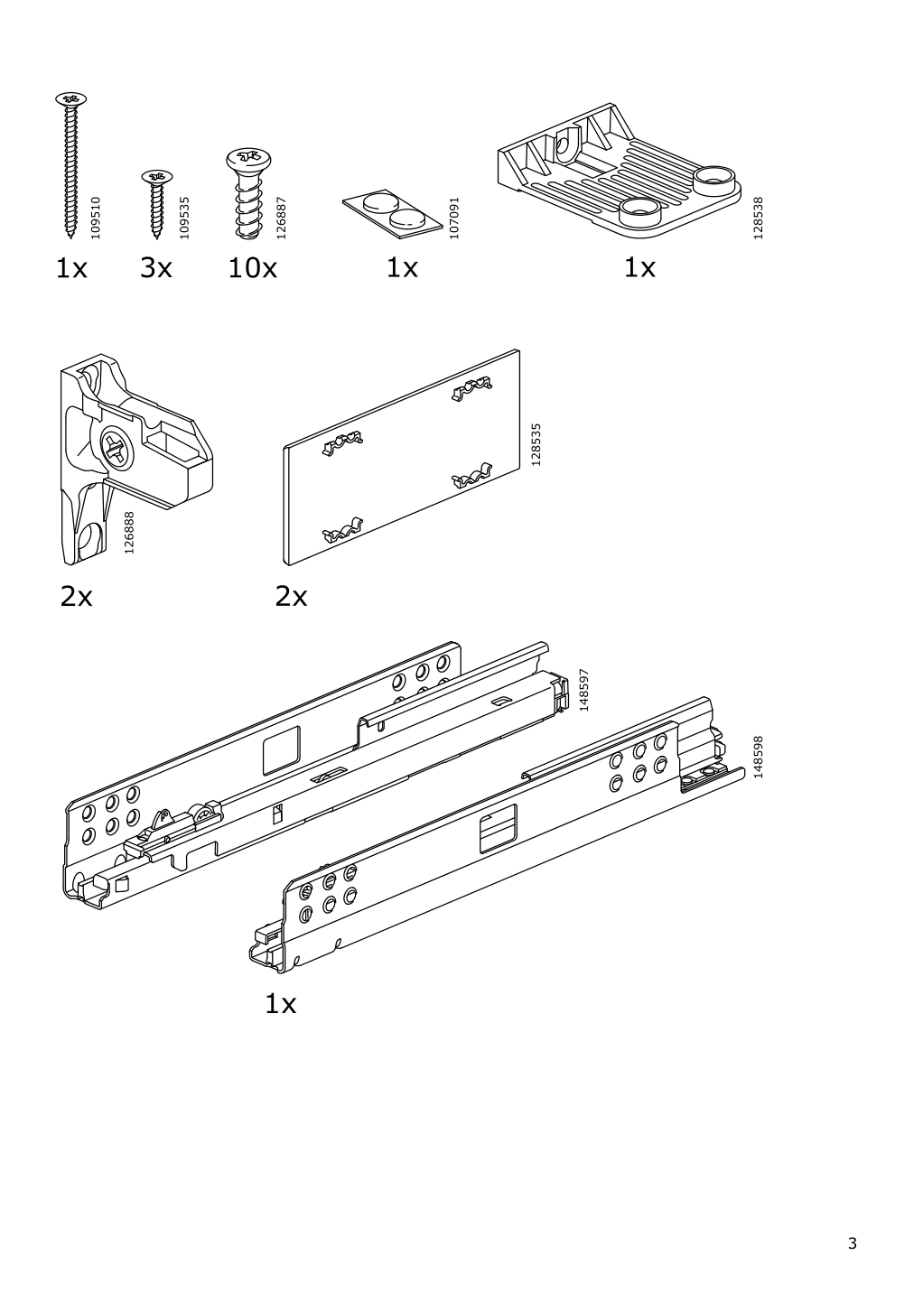 Assembly instructions for IKEA Maximera drawer low white | Page 3 - IKEA SEKTION base cabinet with 3 drawers 391.591.45