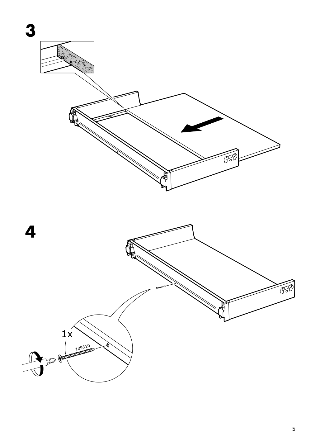 Assembly instructions for IKEA Maximera drawer low white | Page 5 - IKEA SEKTION / MAXIMERA base cab f cktp/int extractor w drw 494.903.99