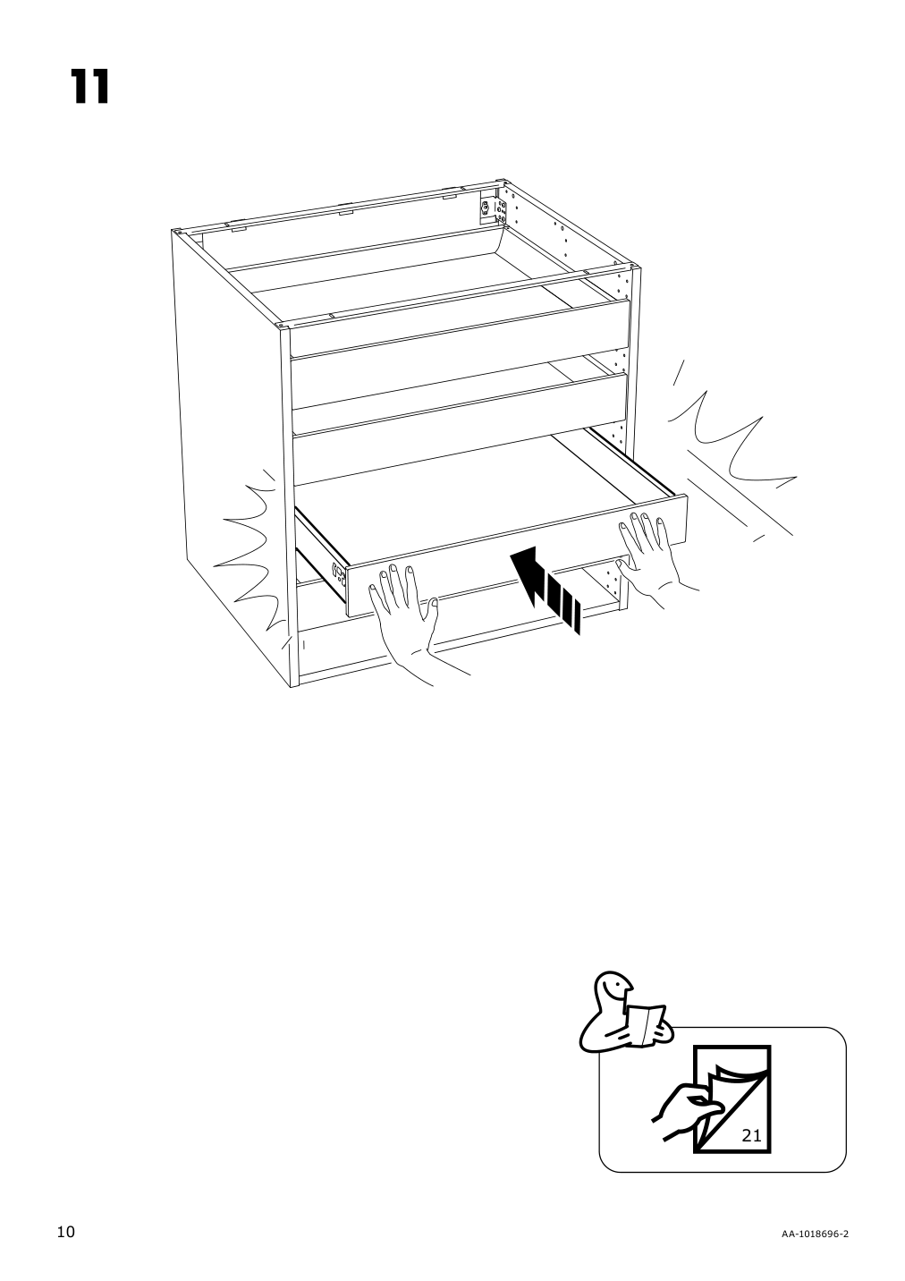 Assembly instructions for IKEA Maximera drawer low white | Page 10 - IKEA SEKTION / MAXIMERA high cab f oven w 3 drawers/2 doors 094.690.12