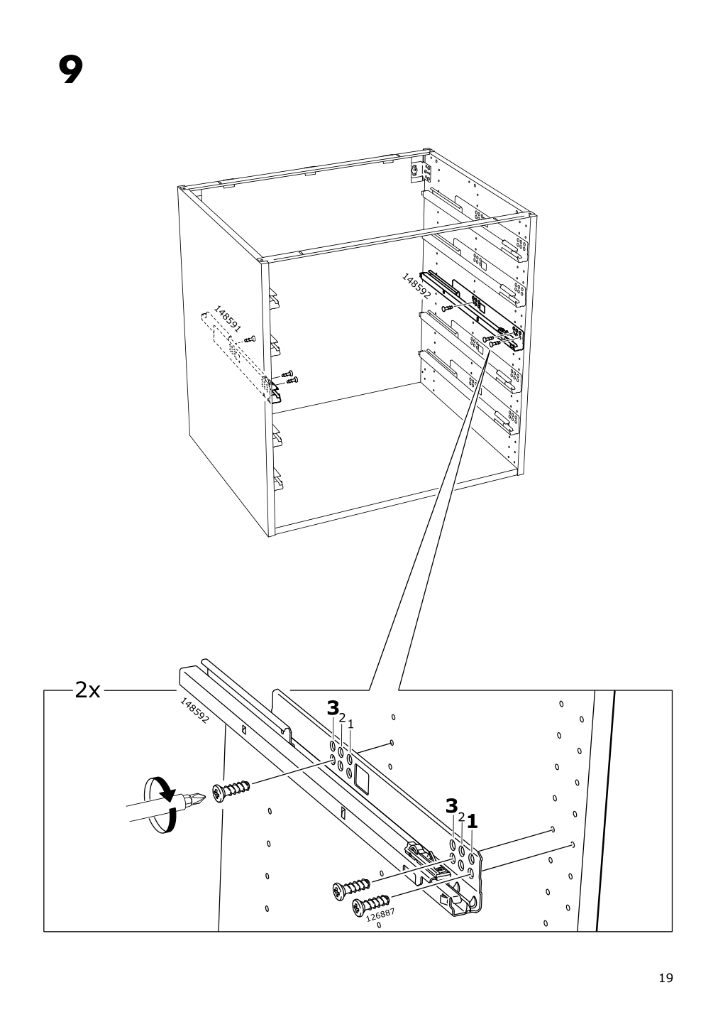 Assembly instructions for IKEA Maximera drawer low white | Page 19 - IKEA SEKTION / MAXIMERA high cab f oven w 3 drawers/2 doors 094.690.12