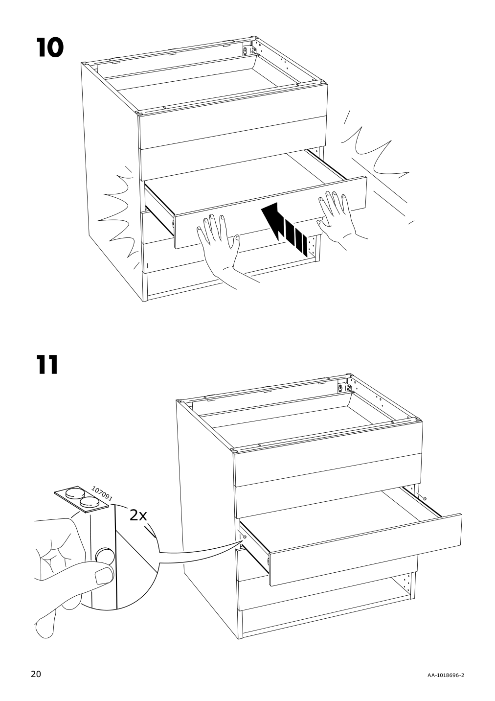 Assembly instructions for IKEA Maximera drawer low white | Page 20 - IKEA SEKTION / MAXIMERA high cab f oven w 3 drawers/2 doors 094.690.12