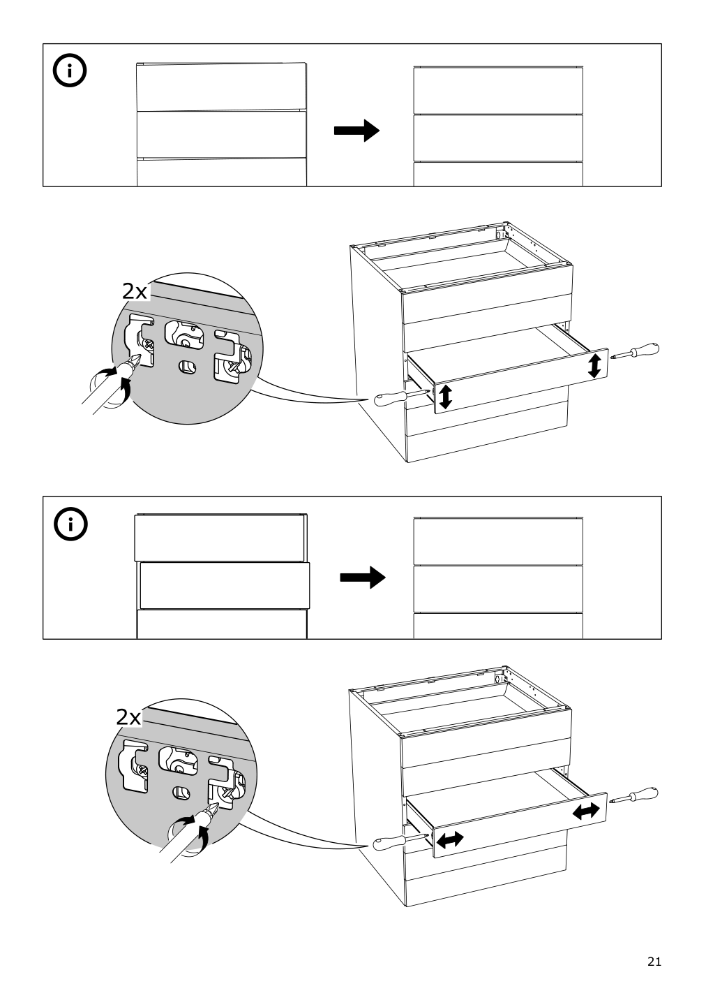 Assembly instructions for IKEA Maximera drawer low white | Page 21 - IKEA SEKTION / MAXIMERA high cab f oven w 3 drawers/2 doors 894.619.41