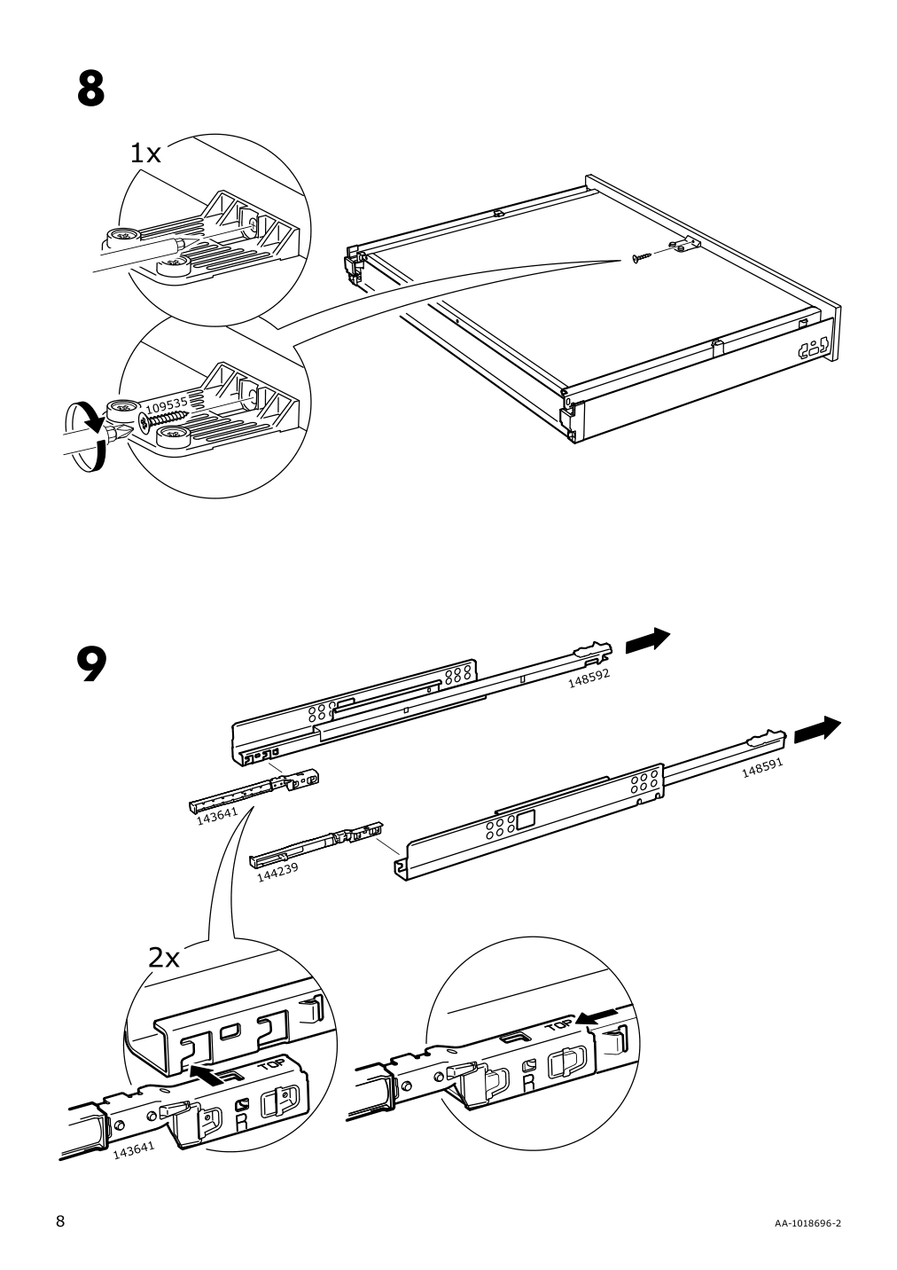 Assembly instructions for IKEA Maximera drawer low white | Page 8 - IKEA SEKTION high cab w 2 drs/3 fronts/5 drawers 293.954.16