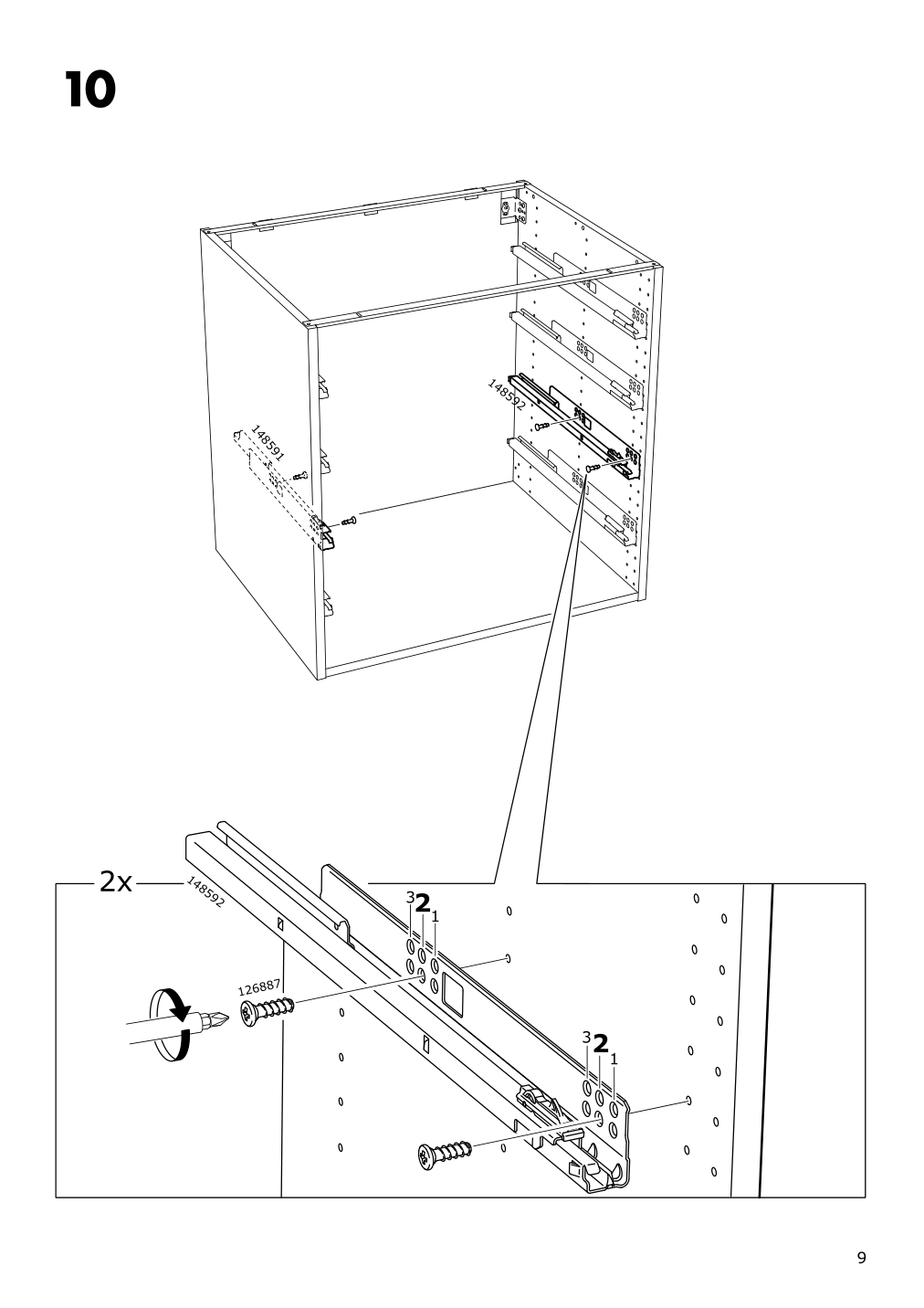 Assembly instructions for IKEA Maximera drawer low white | Page 9 - IKEA SEKTION / MAXIMERA high cab f oven w 3 drawers/2 doors 094.690.12