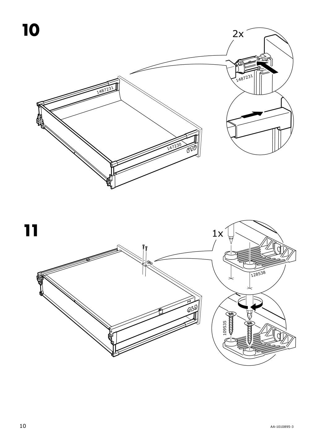 Assembly instructions for IKEA Maximera drawer medium white | Page 10 - IKEA SEKTION / MAXIMERA hi cb f micro w 3 drawers/2 doors 094.669.85