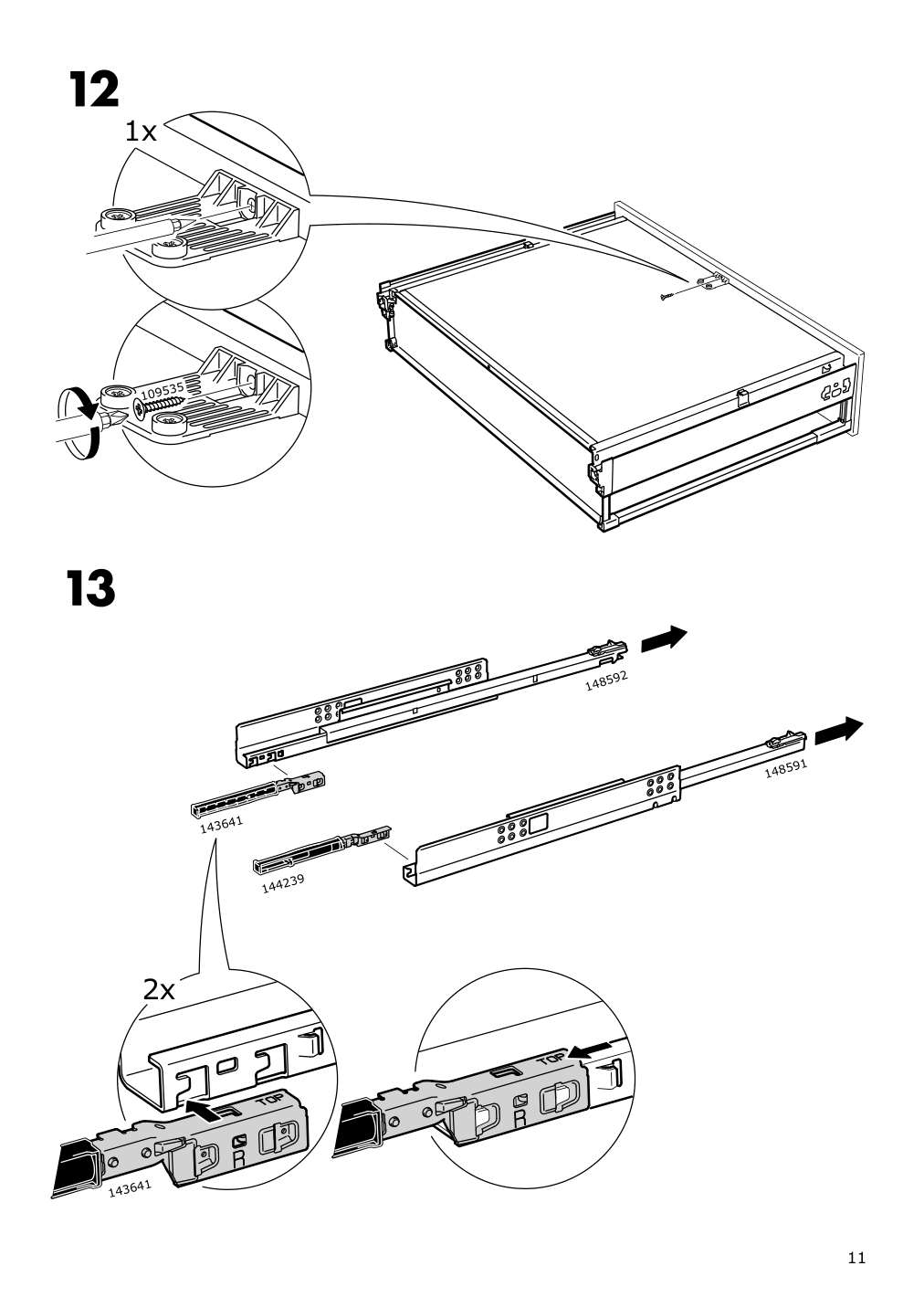 Assembly instructions for IKEA Maximera drawer medium white | Page 11 - IKEA SEKTION / MAXIMERA high cab f oven w 3 drawers/2 doors 495.721.25