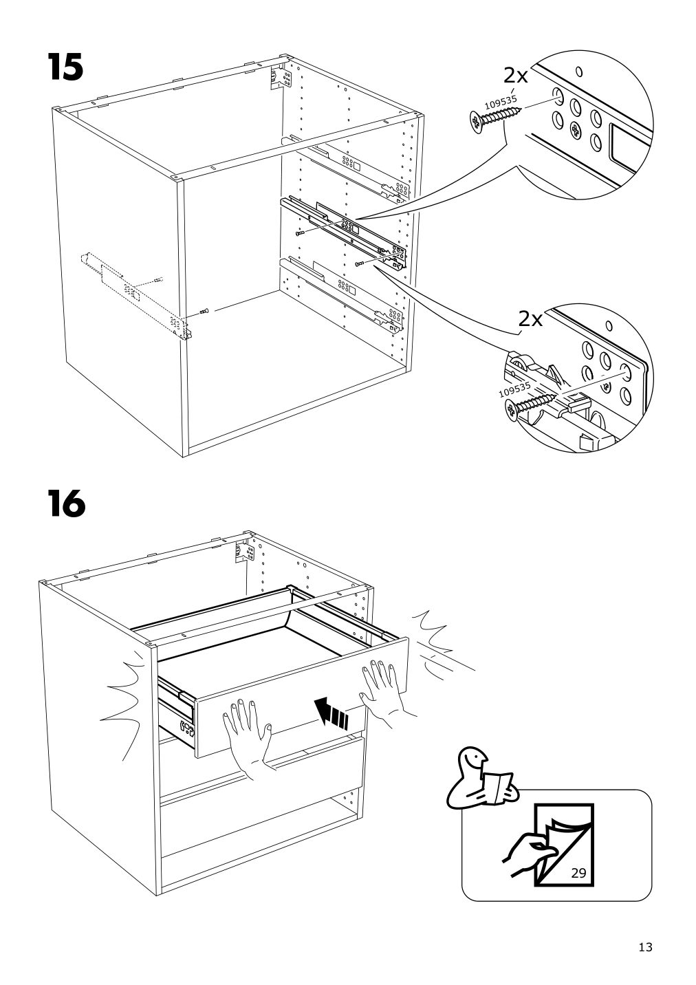 Assembly instructions for IKEA Maximera drawer medium white | Page 13 - IKEA SEKTION / MAXIMERA base cabinet with drawer/2 doors 494.673.08