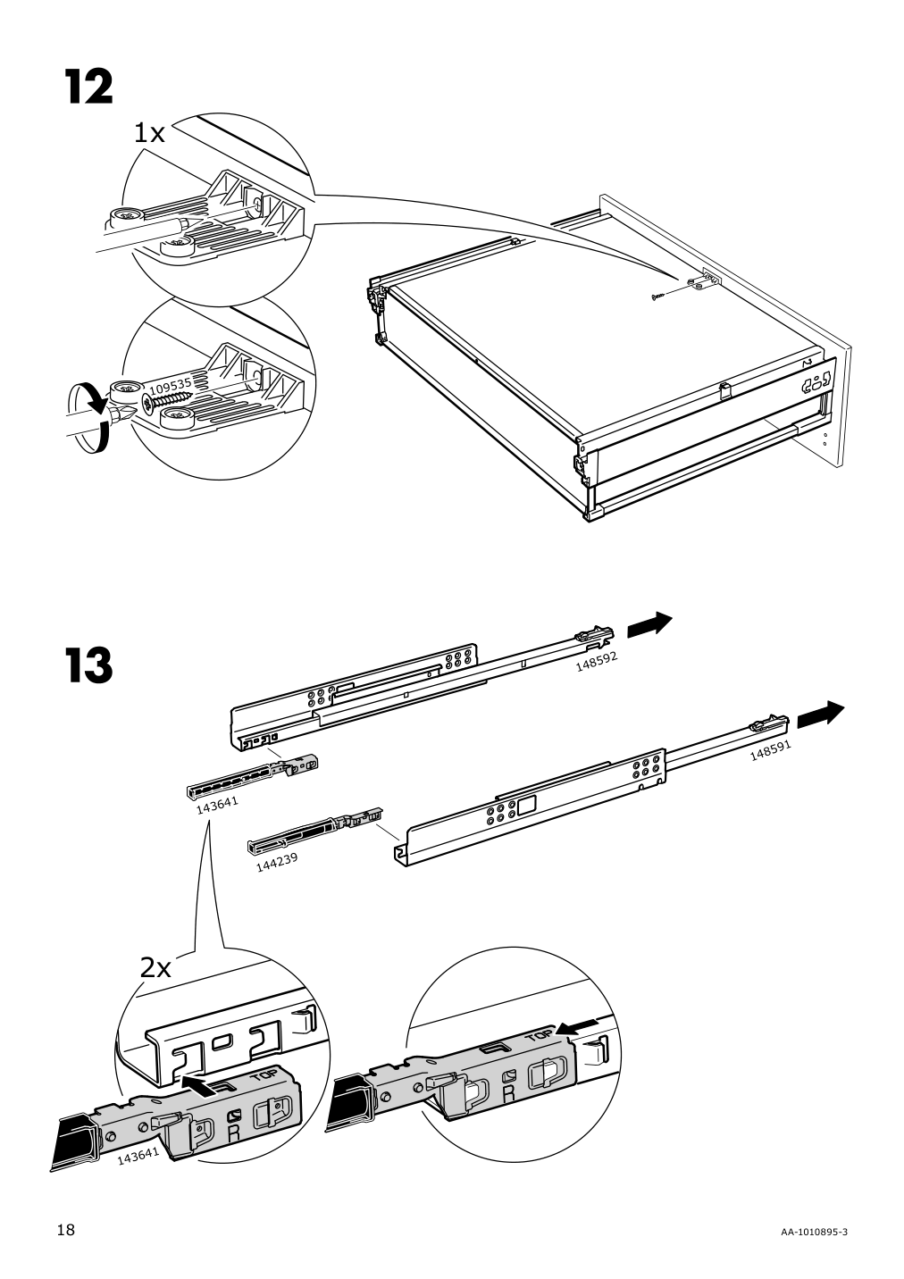 Assembly instructions for IKEA Maximera drawer medium white | Page 18 - IKEA SEKTION high cab w 2drs/2 fronts/4 drawers 193.954.12