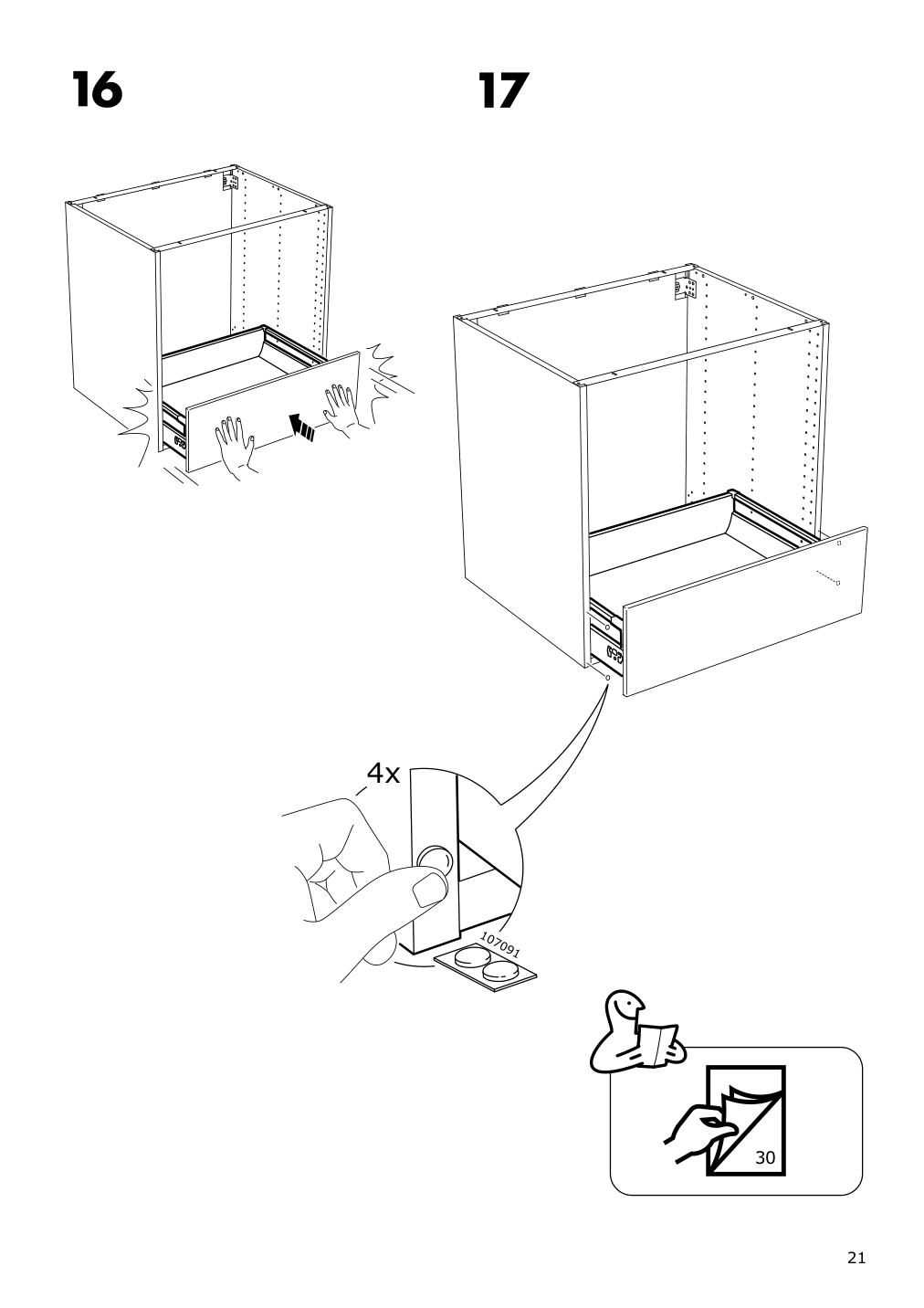 Assembly instructions for IKEA Maximera drawer medium white | Page 21 - IKEA SEKTION / MAXIMERA hi cb f oven/micro w drawer/2 doors 794.621.54