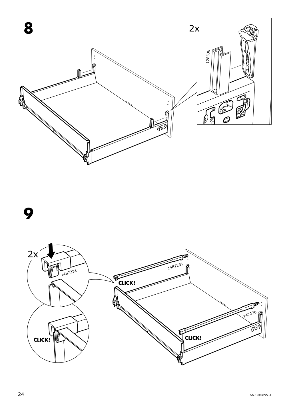 Assembly instructions for IKEA Maximera drawer medium white | Page 24 - IKEA SEKTION / MAXIMERA hi cb f micro w 3 drawers/2 doors 094.669.85