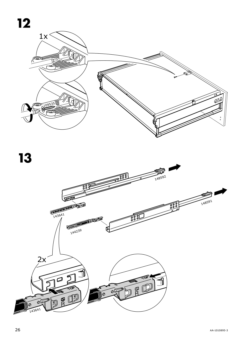 Assembly instructions for IKEA Maximera drawer medium white | Page 26 - IKEA SEKTION / MAXIMERA high cab f oven w 3 drawers/2 doors 494.667.14