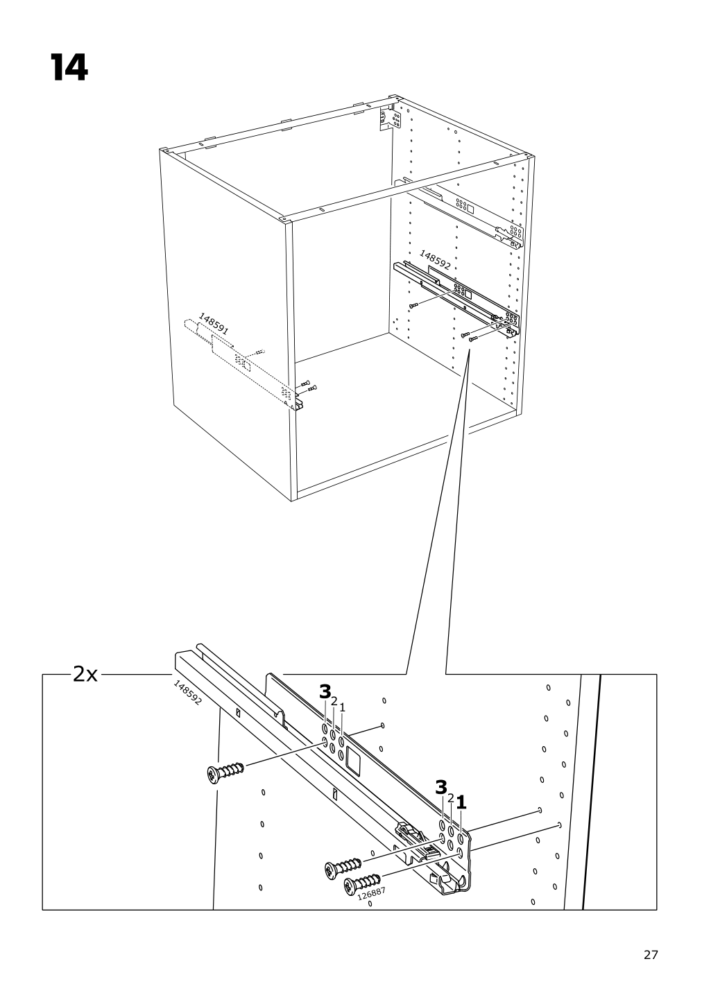 Assembly instructions for IKEA Maximera drawer medium white | Page 27 - IKEA SEKTION / MAXIMERA high cab f oven w 3 drawers/2 doors 494.667.14