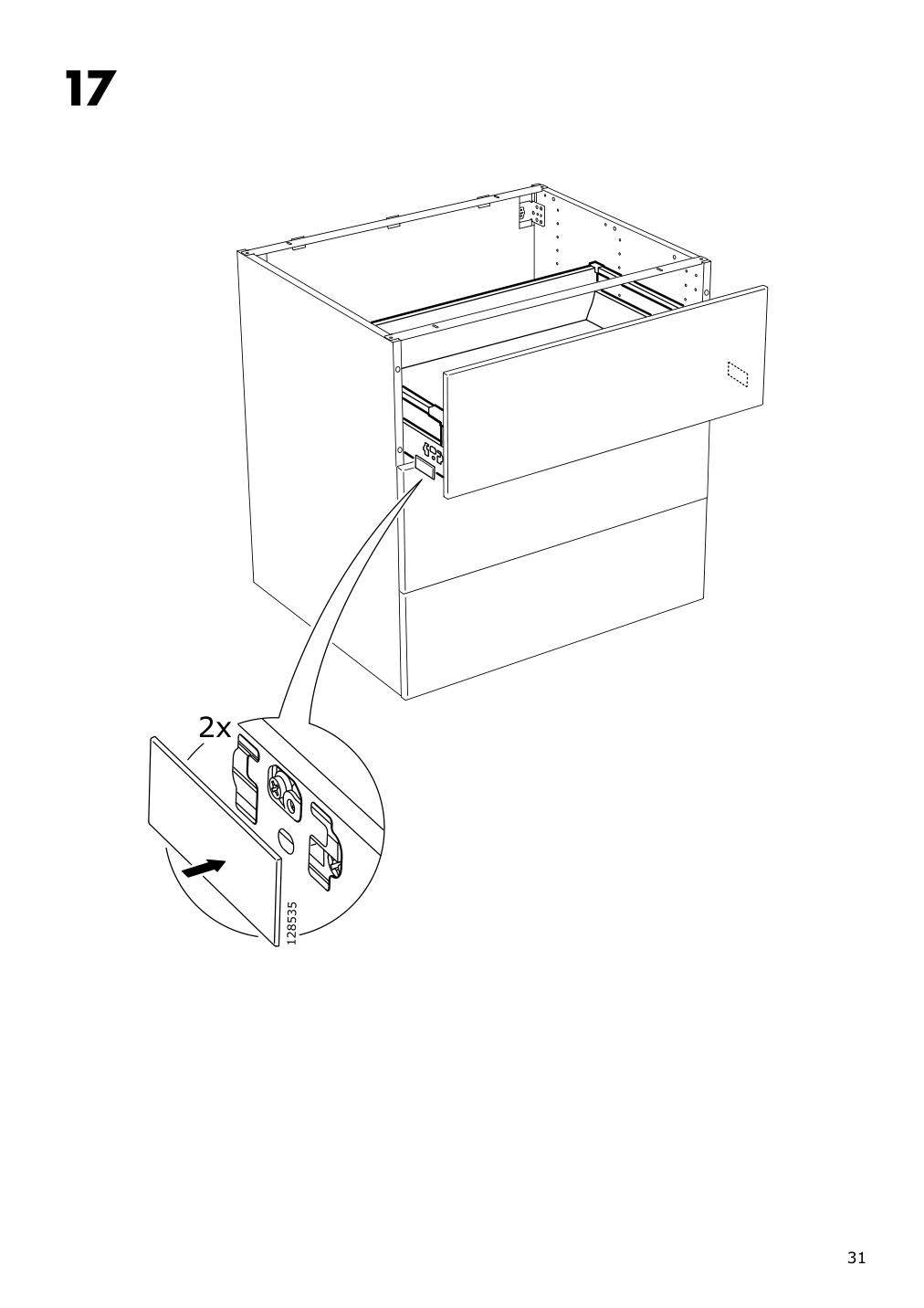 Assembly instructions for IKEA Maximera drawer medium white | Page 31 - IKEA SEKTION / MAXIMERA high cab f oven w 3 drawers/2 doors 494.667.14