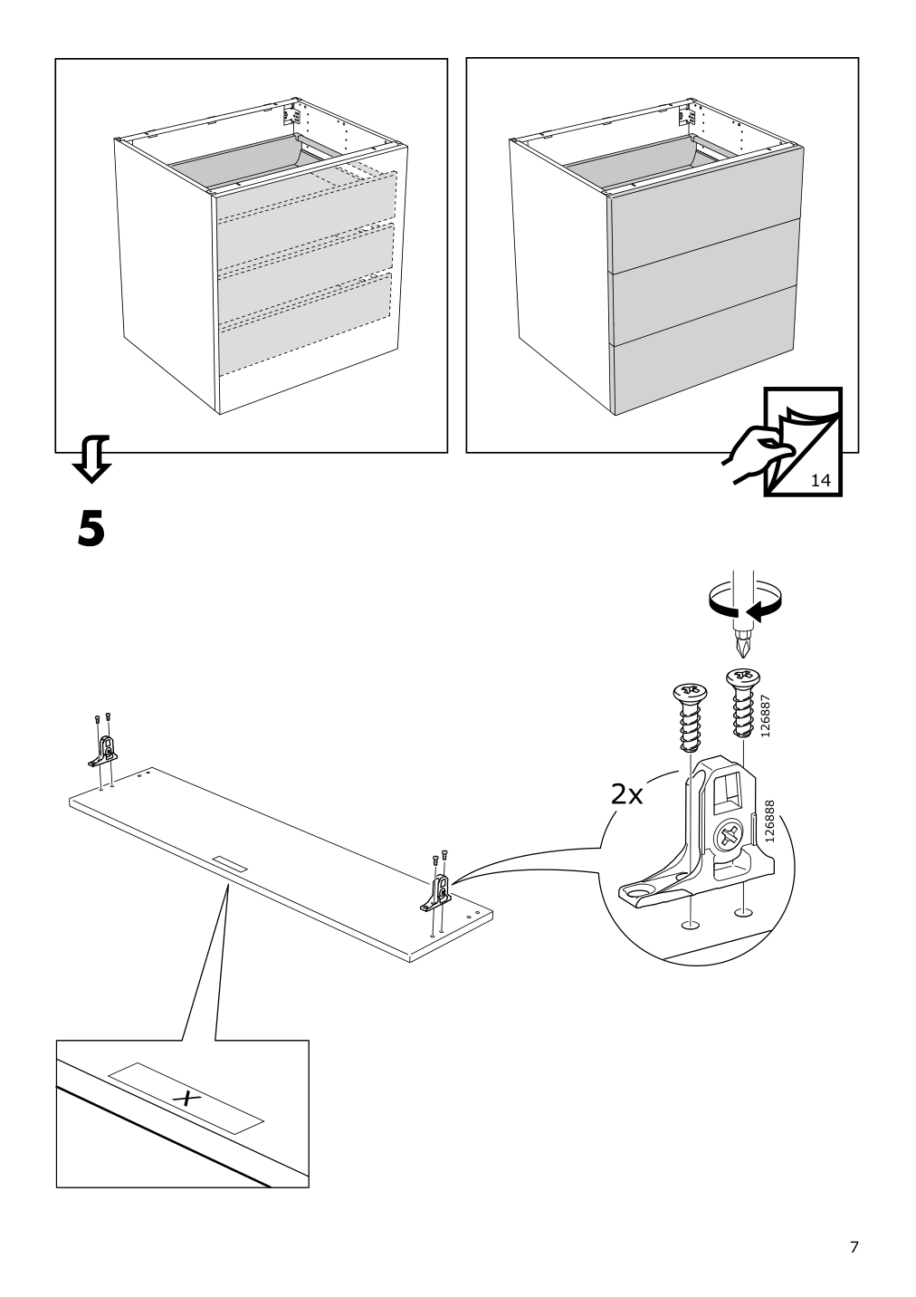 Assembly instructions for IKEA Maximera drawer medium white | Page 7 - IKEA SEKTION / MAXIMERA high cab f oven w 3 drawers/2 doors 494.667.14