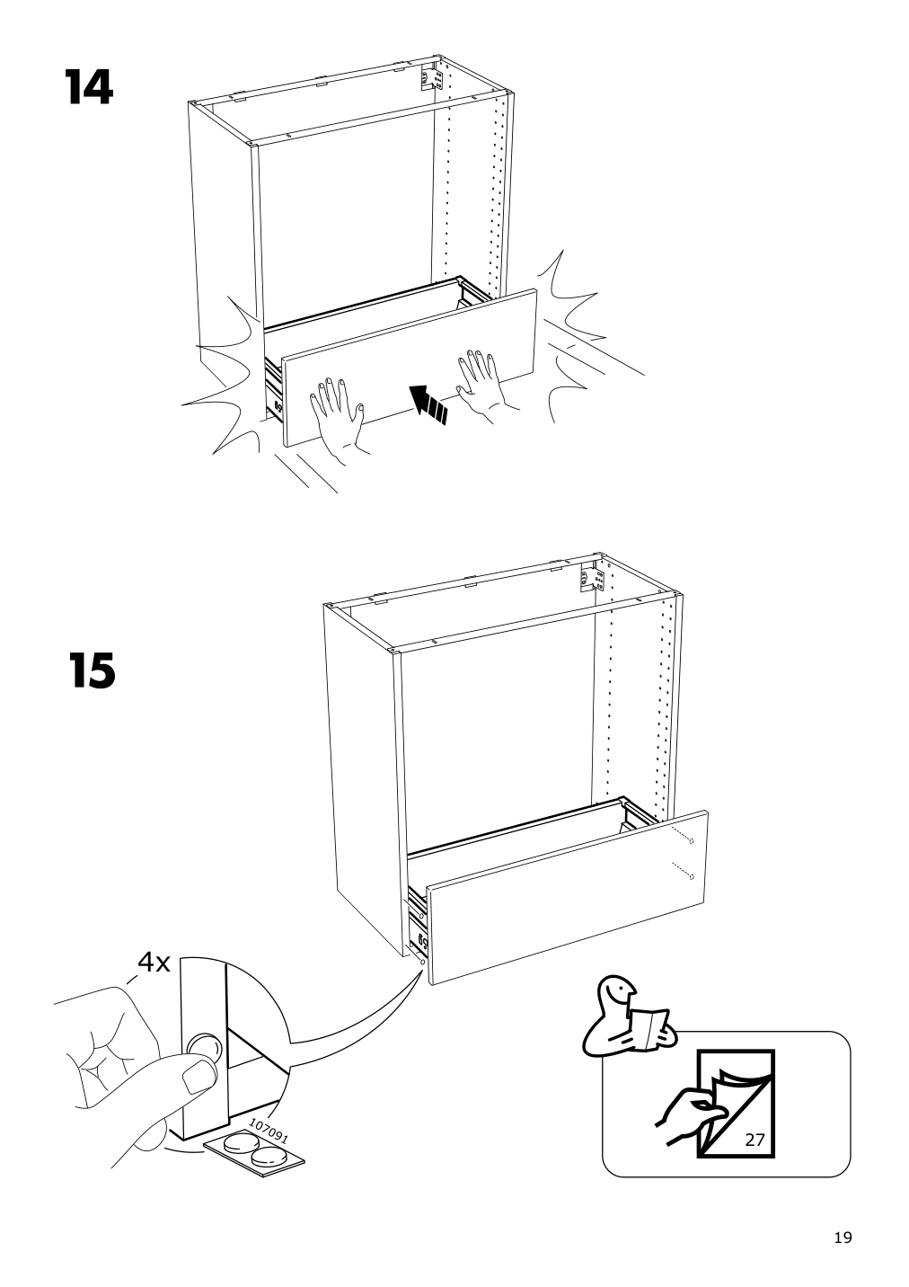 Assembly instructions for IKEA Maximera drawer medium white | Page 19 - IKEA SEKTION base cabinet with 3 drawers 391.591.45