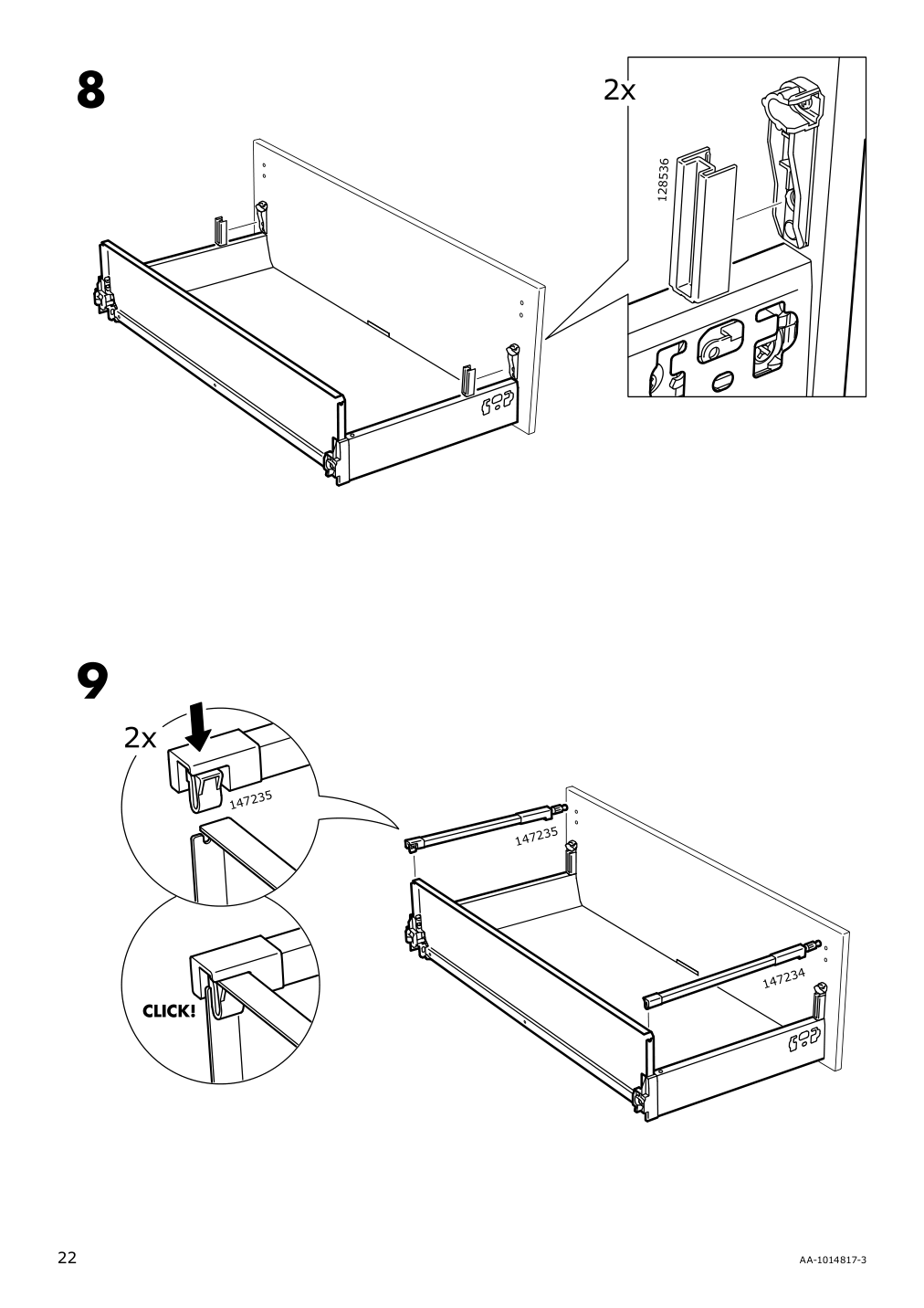 Assembly instructions for IKEA Maximera drawer medium white | Page 22 - IKEA SEKTION / MAXIMERA base cabinet w 2 doors/3 drawers 994.146.14