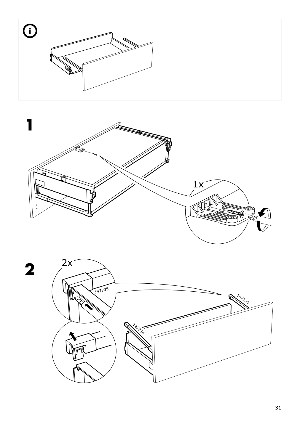 Assembly instructions for IKEA Maximera drawer medium white | Page 31 - IKEA SEKTION / MAXIMERA base cab f cktp/int extractor w drw 194.904.14