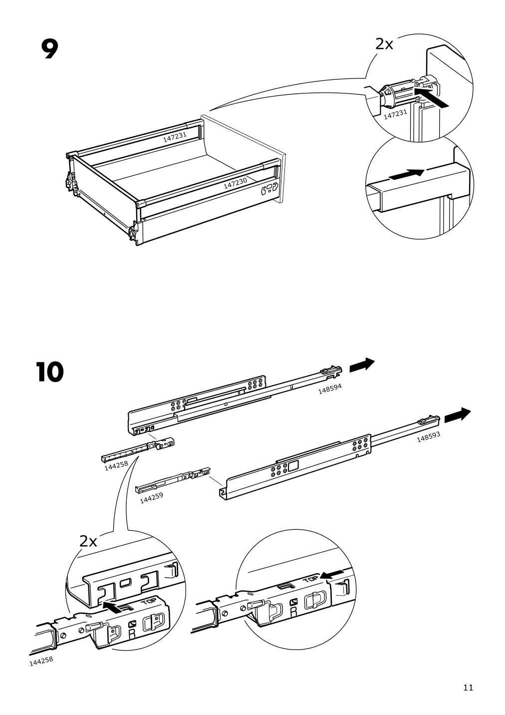 Assembly instructions for IKEA Maximera drawer medium white | Page 11 - IKEA SEKTION / MAXIMERA high cab w door/2 fronts/4 drawers 893.734.78