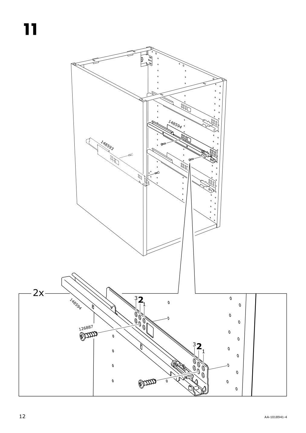 Assembly instructions for IKEA Maximera drawer medium white | Page 12 - IKEA SEKTION / MAXIMERA high cab w door/2 fronts/4 drawers 893.734.78