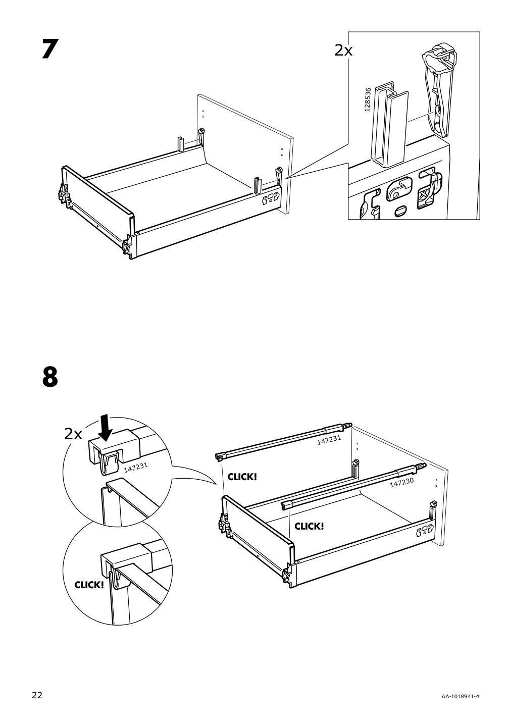 Assembly instructions for IKEA Maximera drawer medium white | Page 22 - IKEA SEKTION / MAXIMERA base cabinet with 3 drawers 193.187.20