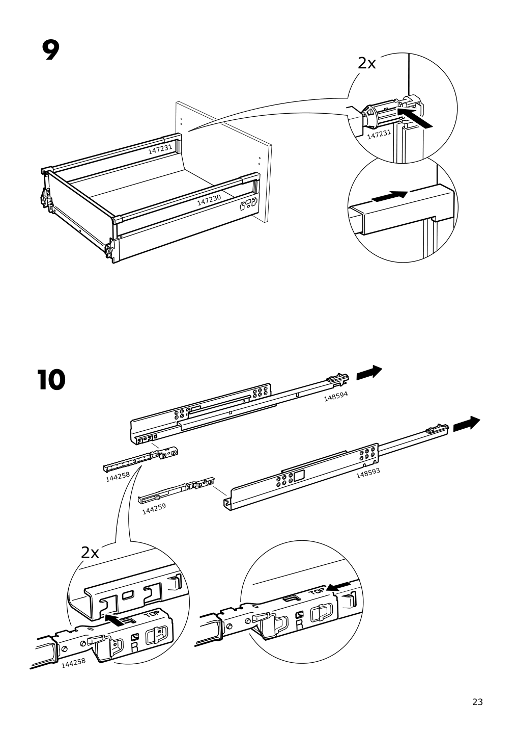 Assembly instructions for IKEA Maximera drawer medium white | Page 23 - IKEA SEKTION / MAXIMERA high cab w door/2 fronts/4 drawers 893.734.78