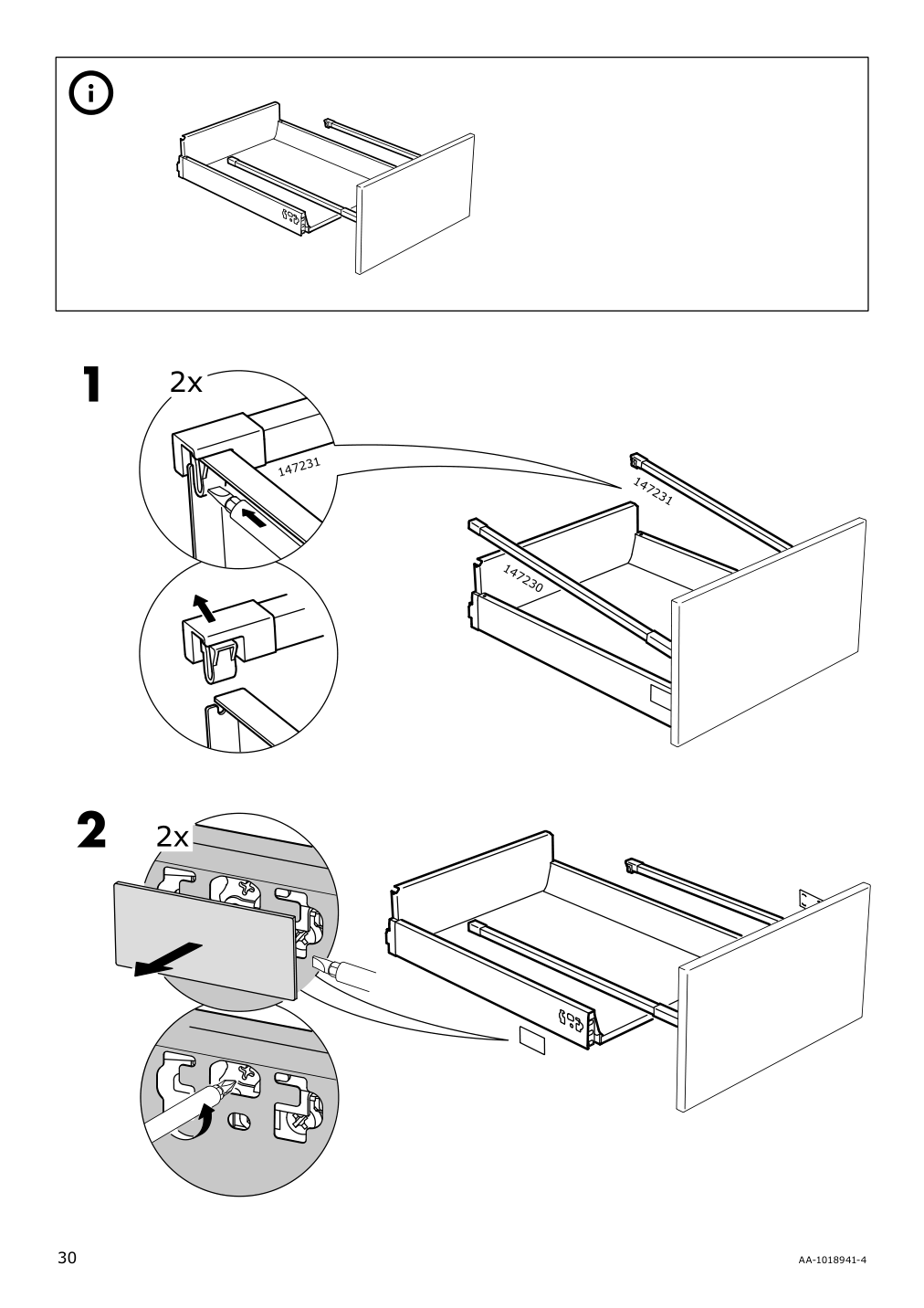 Assembly instructions for IKEA Maximera drawer medium white | Page 30 - IKEA SEKTION base cabinet/p-out storage/drawer 191.591.08