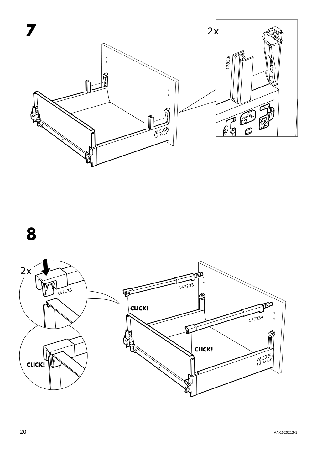 Assembly instructions for IKEA Maximera drawer medium white | Page 20 - IKEA SEKTION / MAXIMERA high cab w 2drs/2 fronts/4 drawers 394.684.74