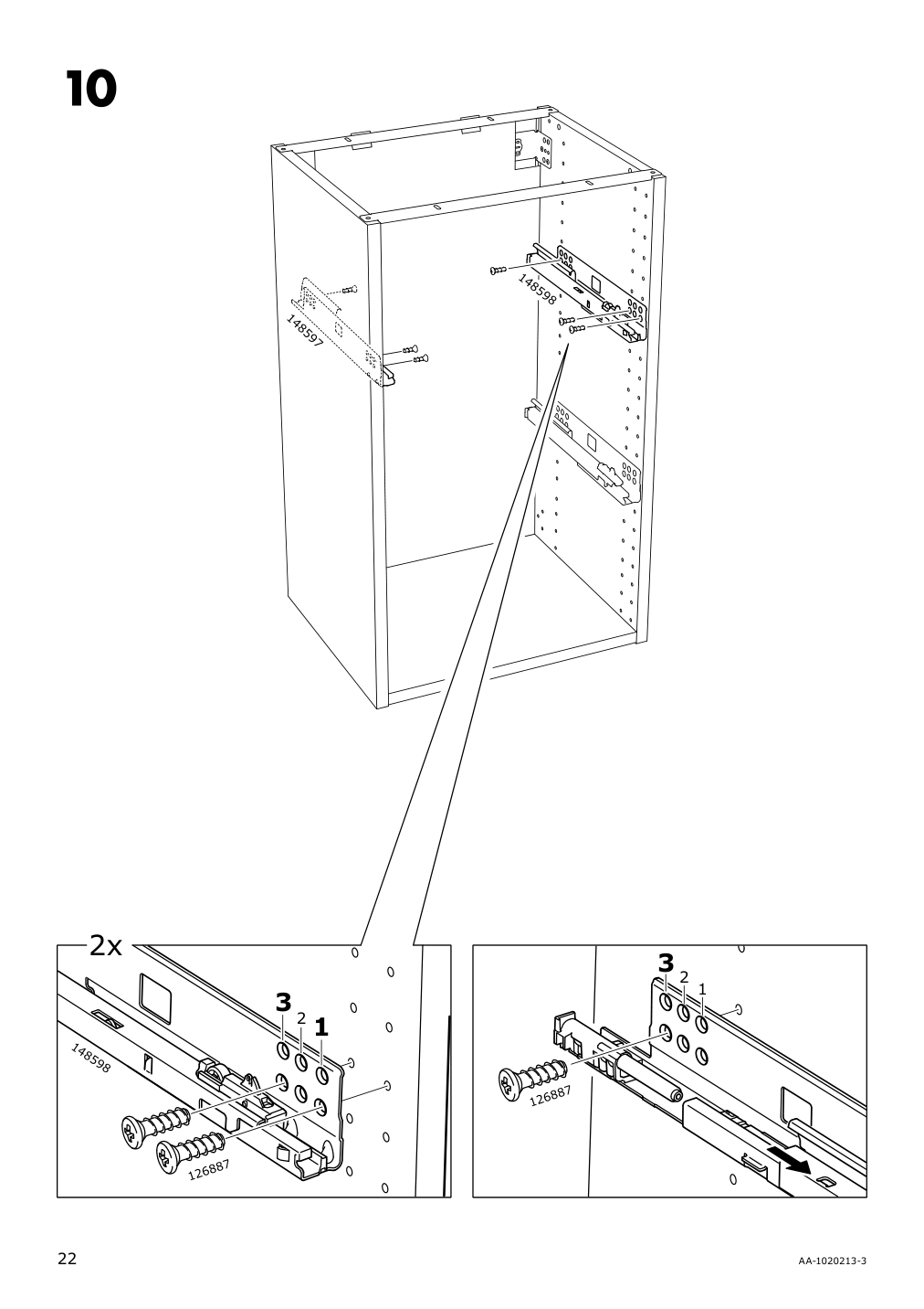 Assembly instructions for IKEA Maximera drawer medium white | Page 22 - IKEA SEKTION / MAXIMERA base cabinet with 1 door/3 drawers 394.146.12