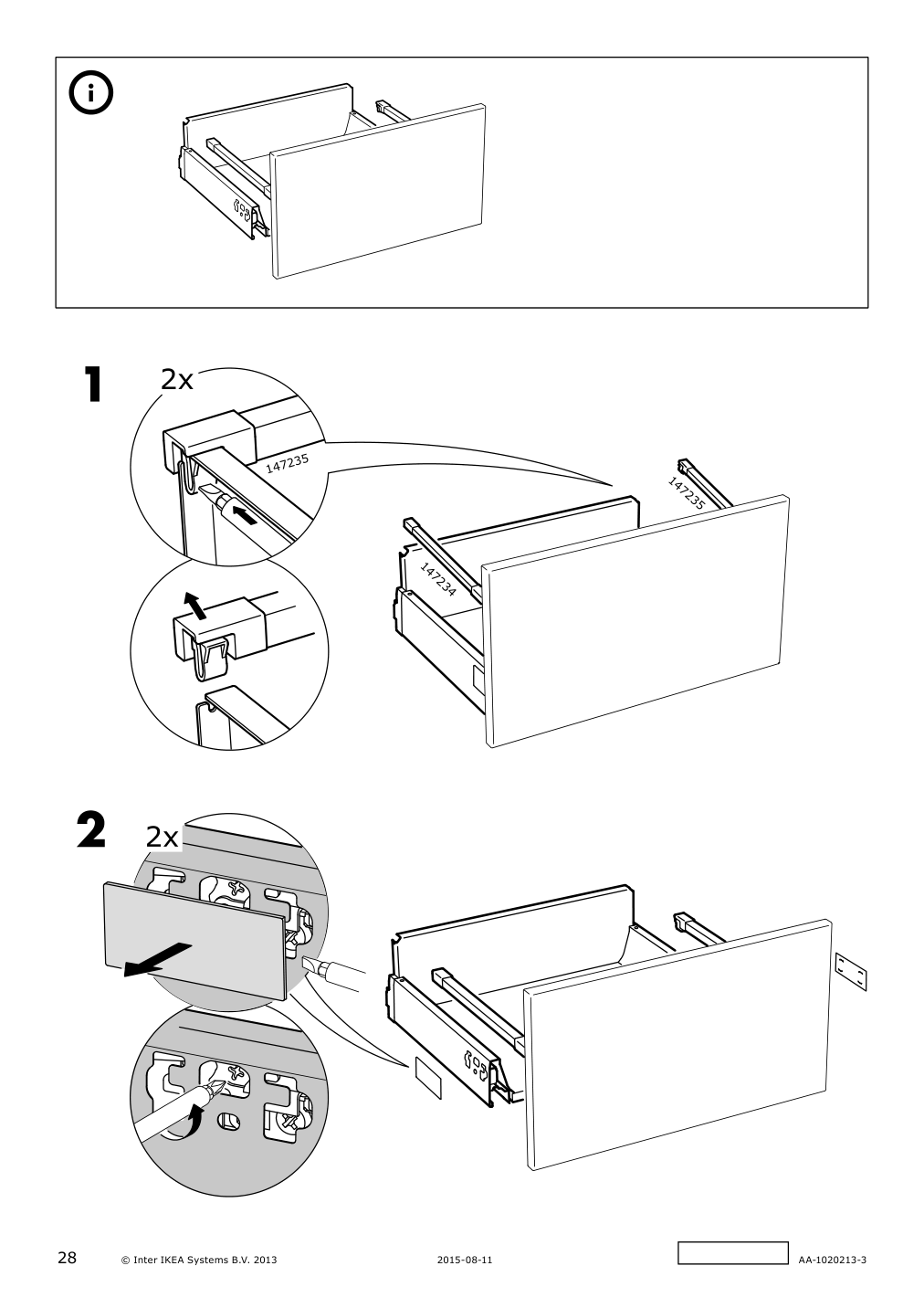 Assembly instructions for IKEA Maximera drawer medium white | Page 28 - IKEA SEKTION wall cabinet with 2 drawers 991.594.73