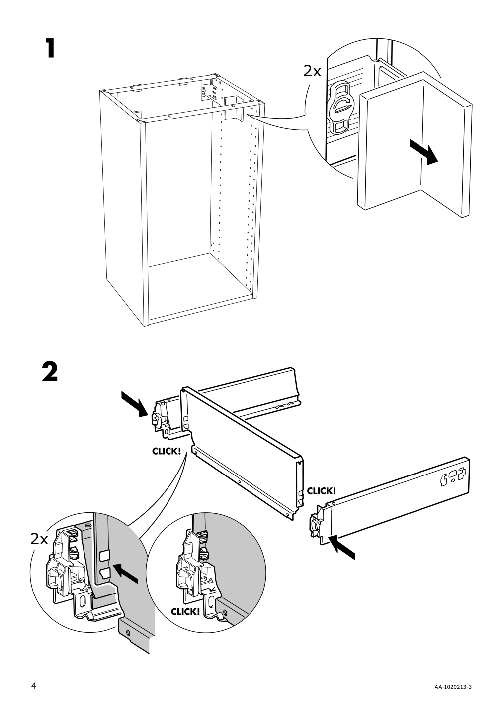 Assembly instructions for IKEA Maximera drawer medium white | Page 4 - IKEA SEKTION / MAXIMERA high cb w 2 glass drs/3 drawers 294.555.99