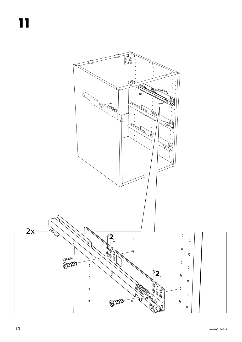 Assembly instructions for IKEA Maximera drawer medium white | Page 10 - IKEA SEKTION / MAXIMERA base cabinet with 1 door/3 drawers 093.599.28