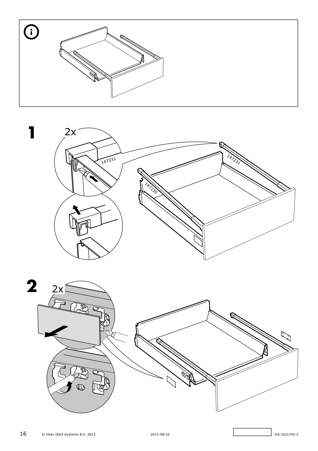 Assembly instructions for IKEA Maximera drawer medium white | Page 16 - IKEA SEKTION / MAXIMERA base cabinet with 1 door/3 drawers 093.599.28