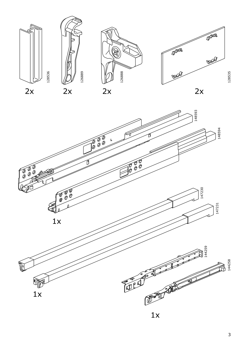 Assembly instructions for IKEA Maximera drawer medium white | Page 3 - IKEA SEKTION / MAXIMERA base cabinet with 1 door/3 drawers 093.599.28