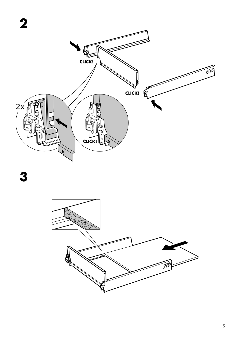 Assembly instructions for IKEA Maximera drawer medium white | Page 5 - IKEA SEKTION / MAXIMERA base cabinet with 1 door/3 drawers 393.394.01