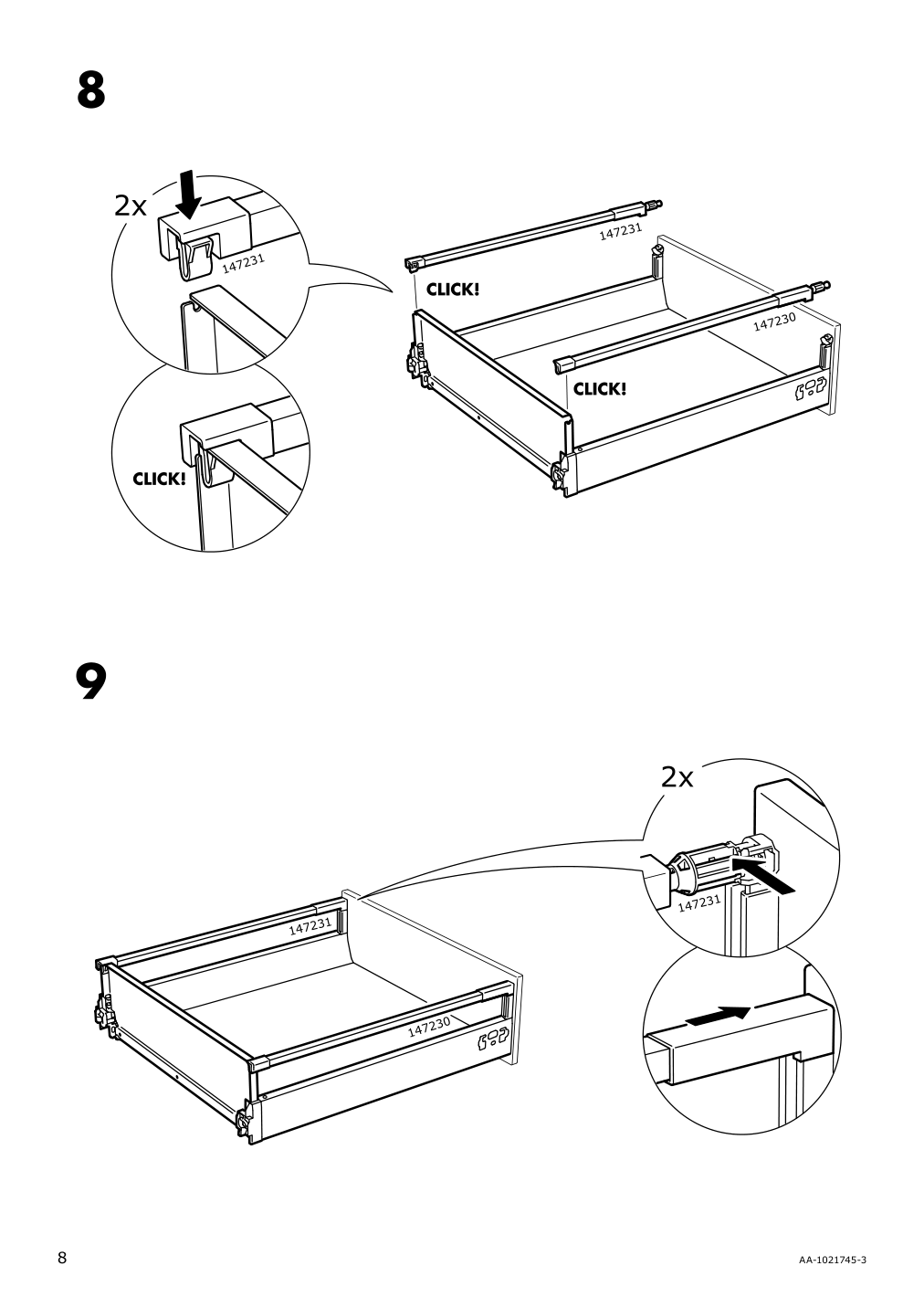 Assembly instructions for IKEA Maximera drawer medium white | Page 8 - IKEA SEKTION / MAXIMERA base cabinet with 1 door/3 drawers 393.394.01