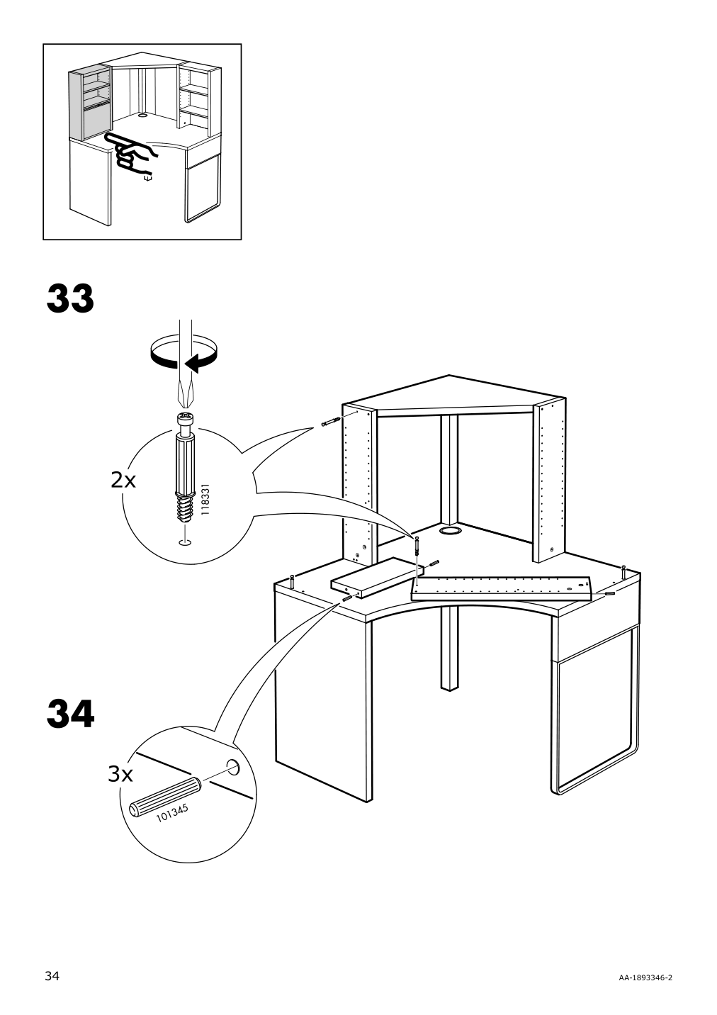 Assembly instructions for IKEA Micke corner workstation white | Page 34 - IKEA MICKE corner workstation 502.507.13