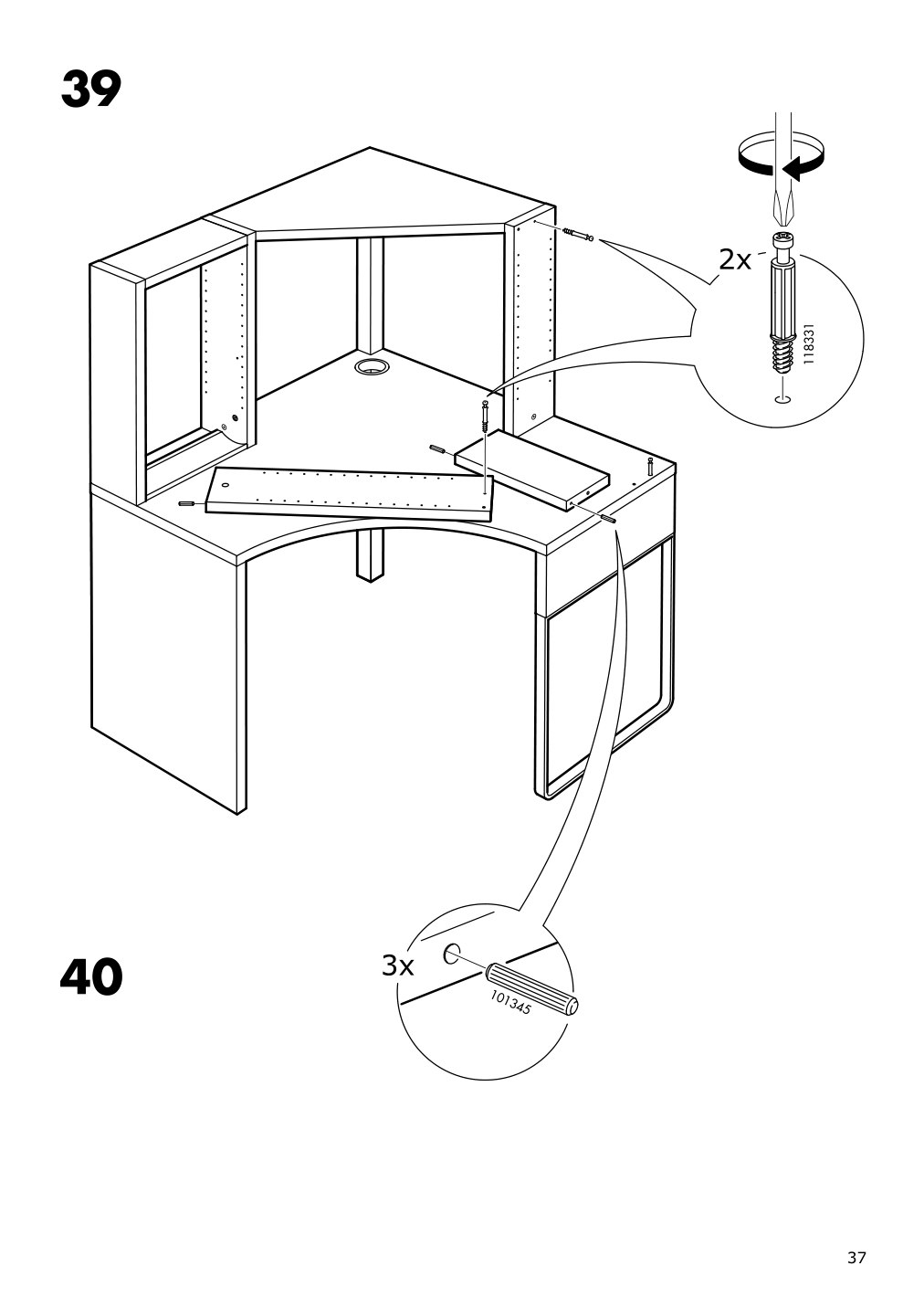 Assembly instructions for IKEA Micke corner workstation white | Page 37 - IKEA MICKE corner workstation 502.507.13