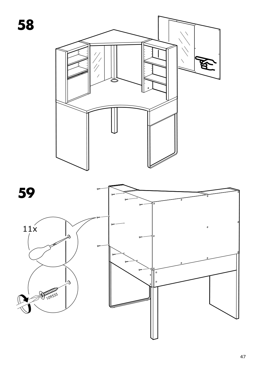 Assembly instructions for IKEA Micke corner workstation white | Page 47 - IKEA MICKE corner workstation 502.507.13