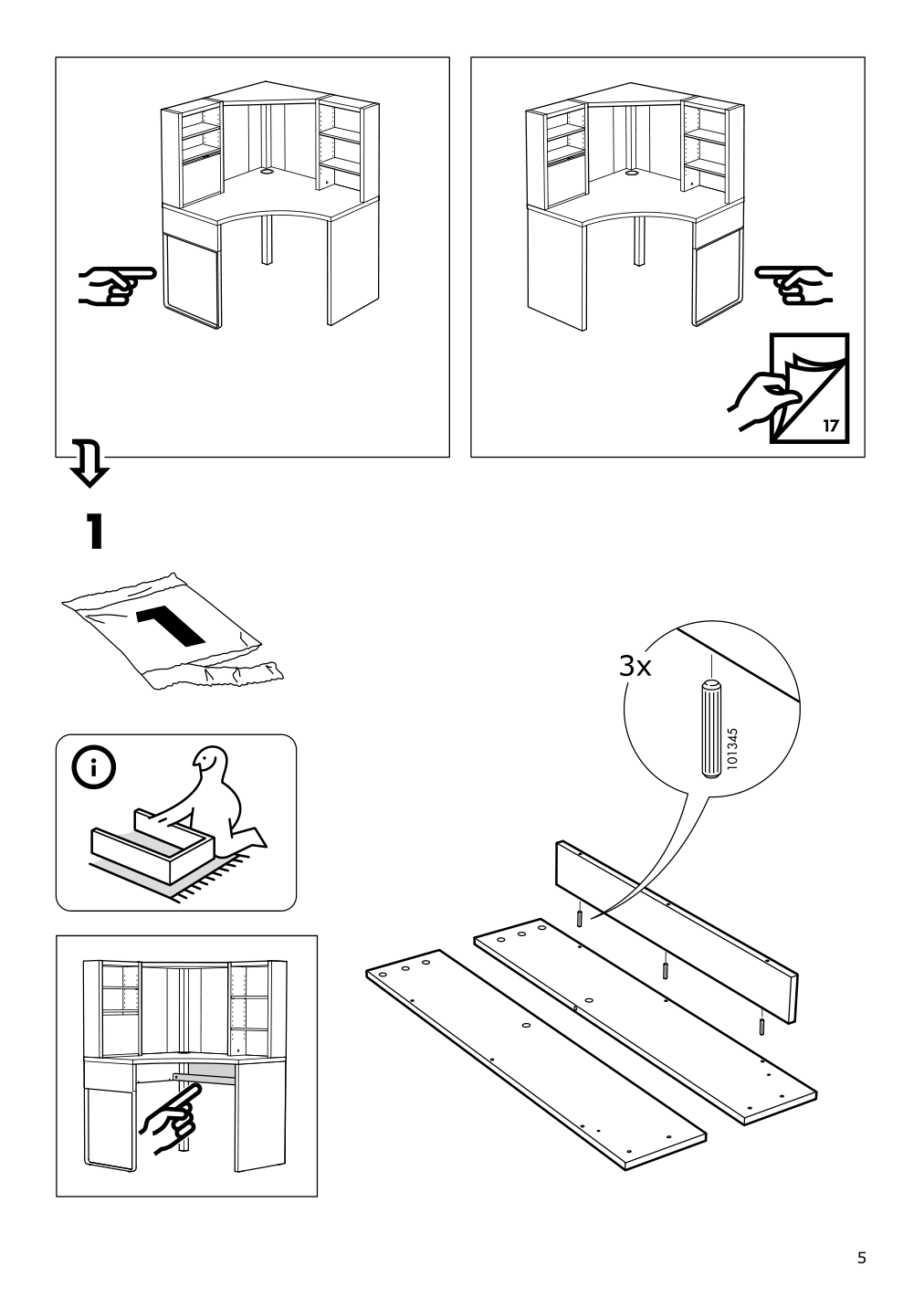 Assembly instructions for IKEA Micke corner workstation white | Page 5 - IKEA MICKE corner workstation 502.507.13