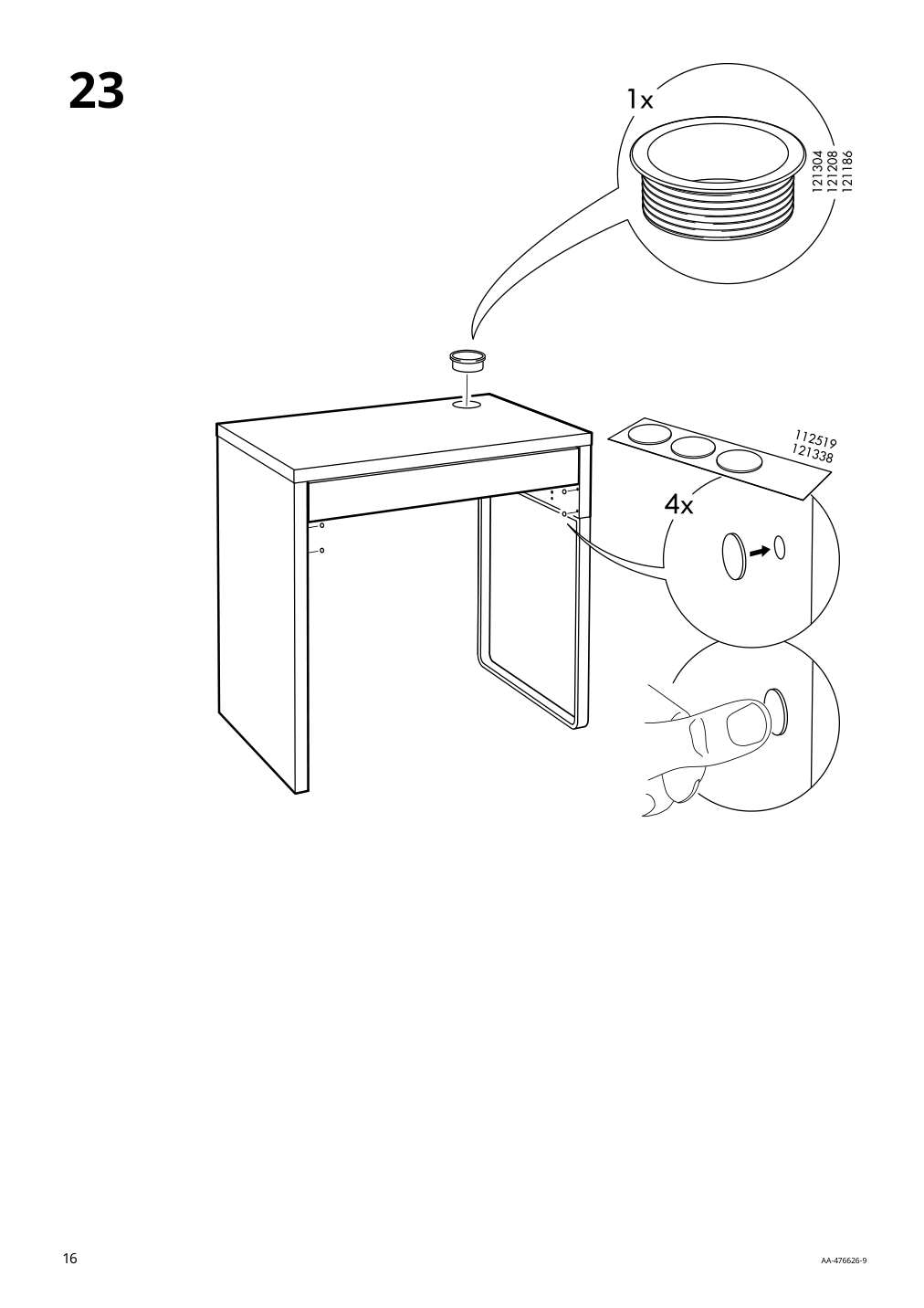 Assembly instructions for IKEA Micke desk white | Page 16 - IKEA MICKE/ÖRFJÄLL / KALLAX desk and storage combination 394.367.51