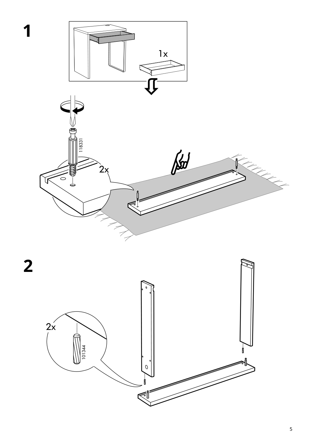 Assembly instructions for IKEA Micke desk white | Page 5 - IKEA MICKE/ÖRFJÄLL / KALLAX desk and storage combination 394.367.51