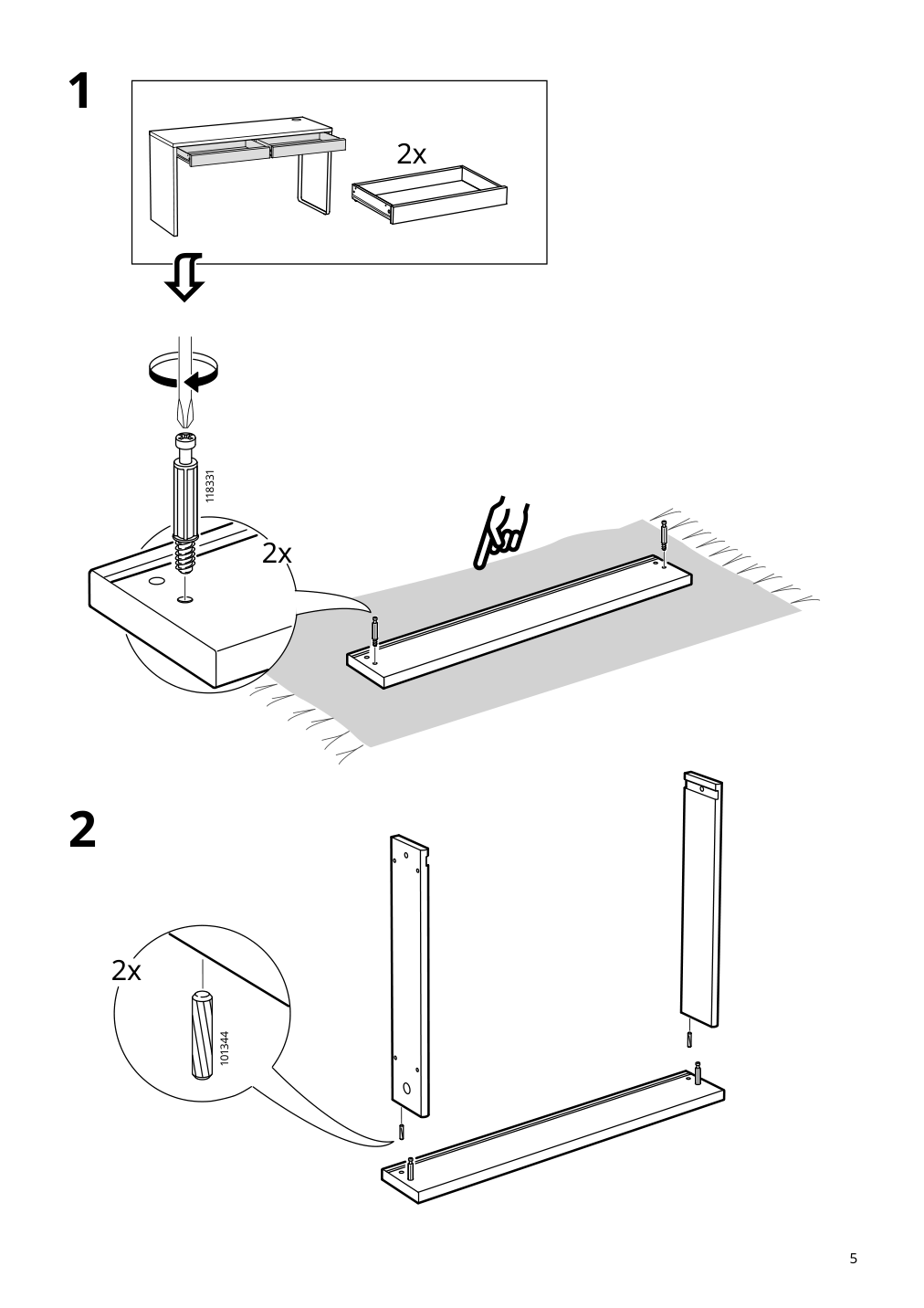 Assembly instructions for IKEA Micke desk black brown | Page 5 - IKEA MICKE desk 602.447.45