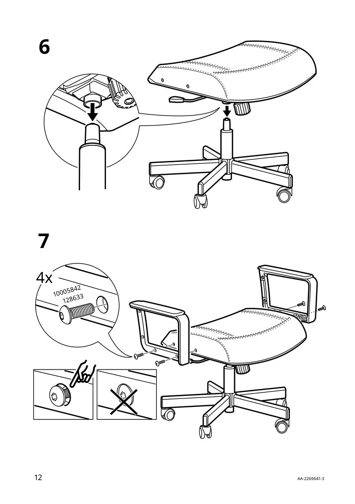 Assembly instructions for IKEA Millberget swivel chair murum beige | Page 12 - IKEA MALM/MILLBERGET / BILLY/OXBERG desk and storage combination 794.363.77