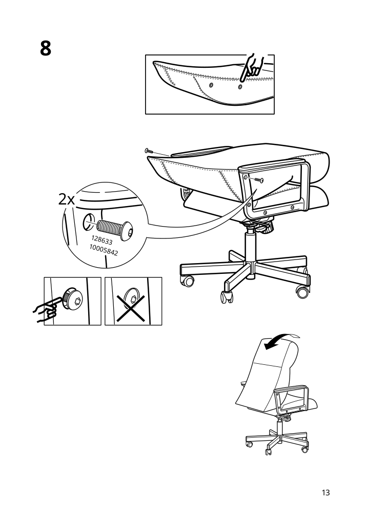 Assembly instructions for IKEA Millberget swivel chair murum beige | Page 13 - IKEA MALM/MILLBERGET / BILLY/OXBERG desk and storage combination 794.363.77